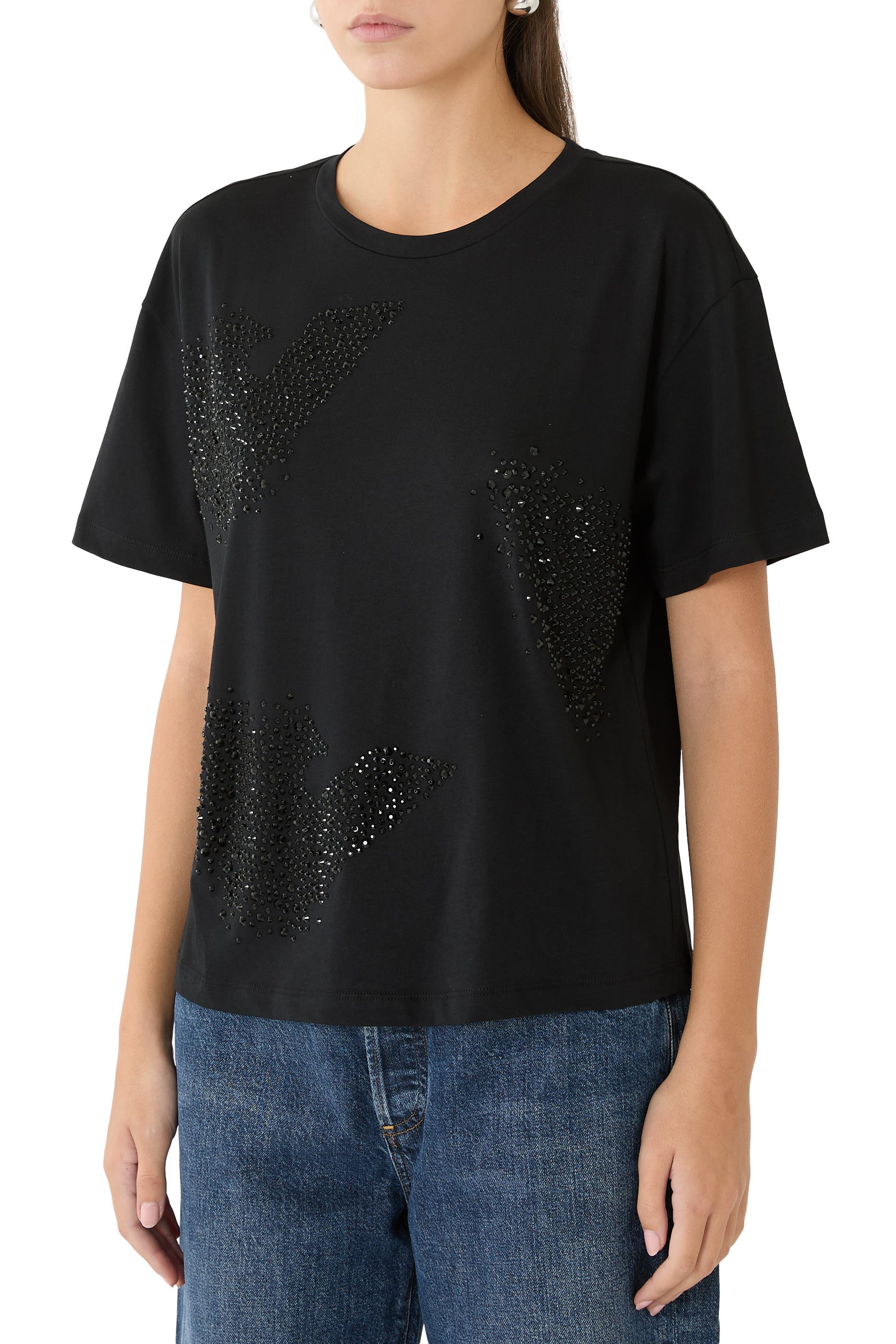 Rhinestone Eagle Logo Jersey T-Shirt