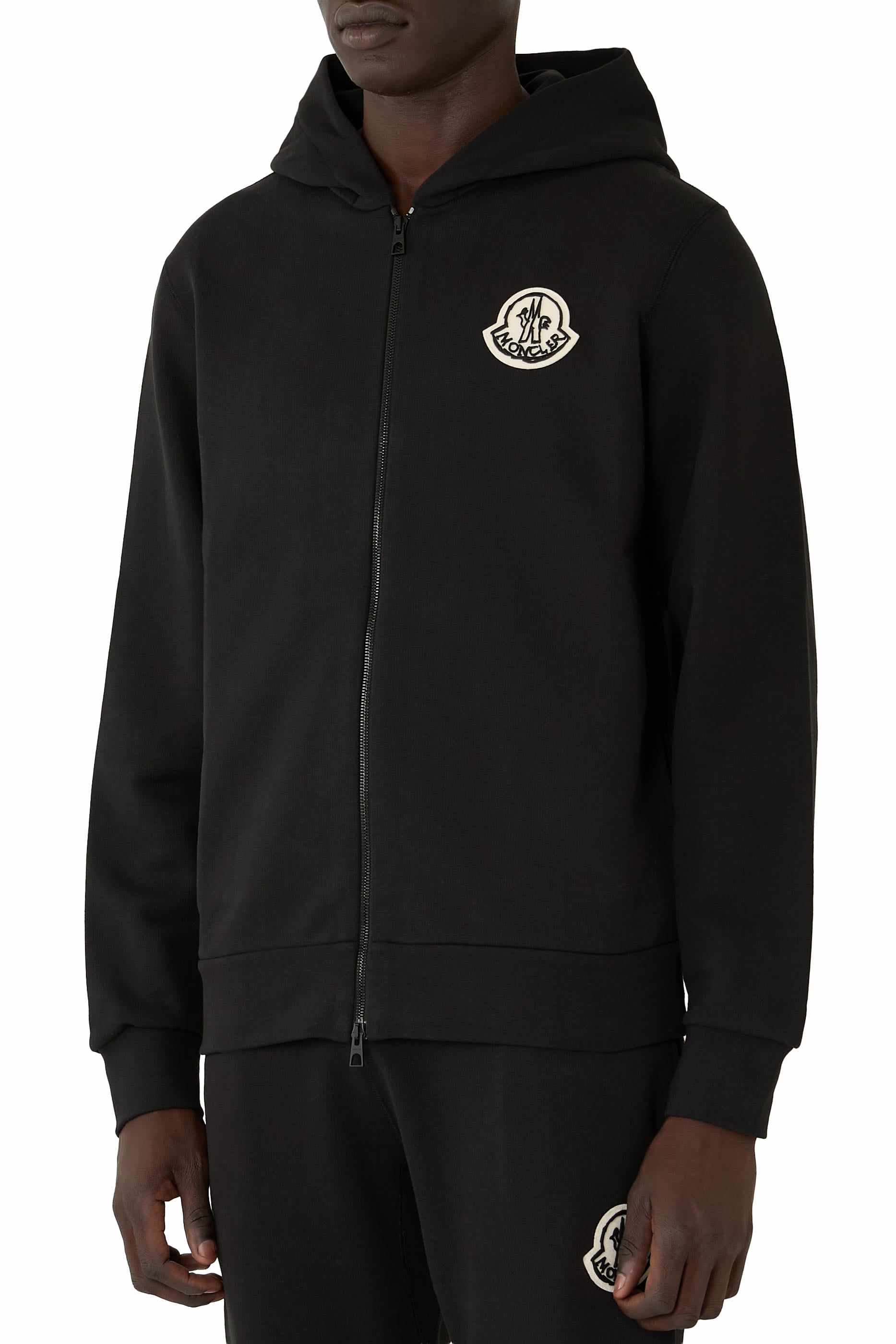 Leather Logo Wool Zip-Up Cardigan 