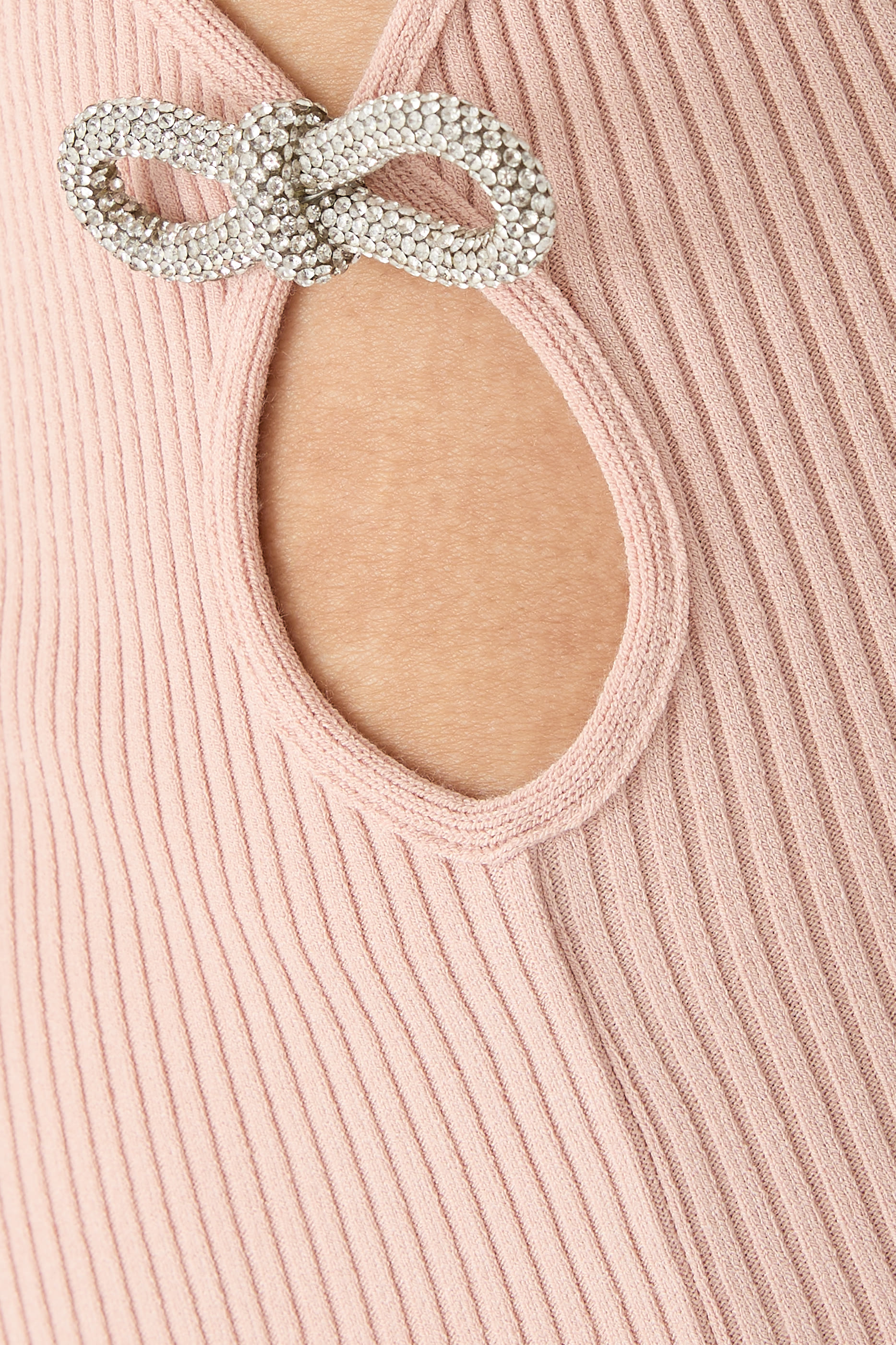  Crystal Bow Cut-Out Midi-Dress