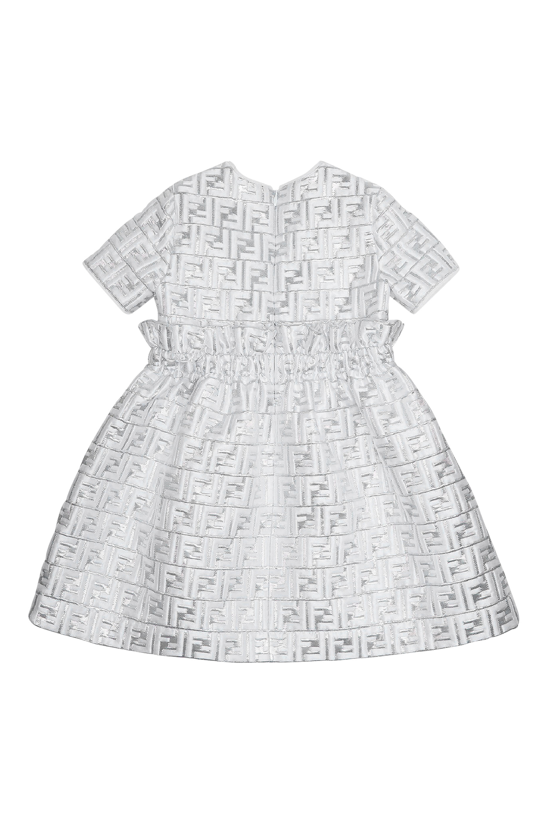 Kids Metallic Logo Brocade Dress
