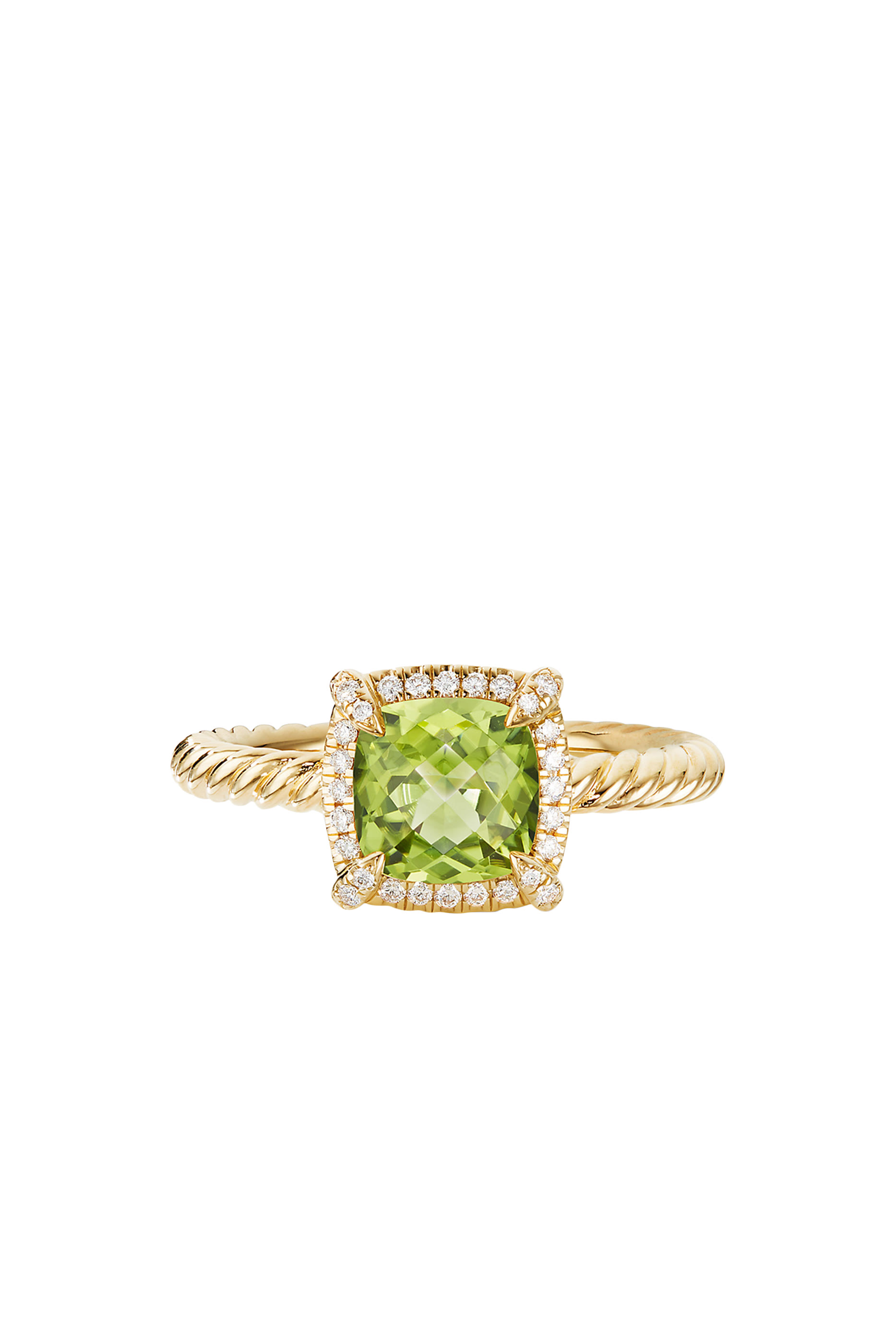 Petite Chatelaine Ring, 18k Yellow Gold with Peridot & Diamonds