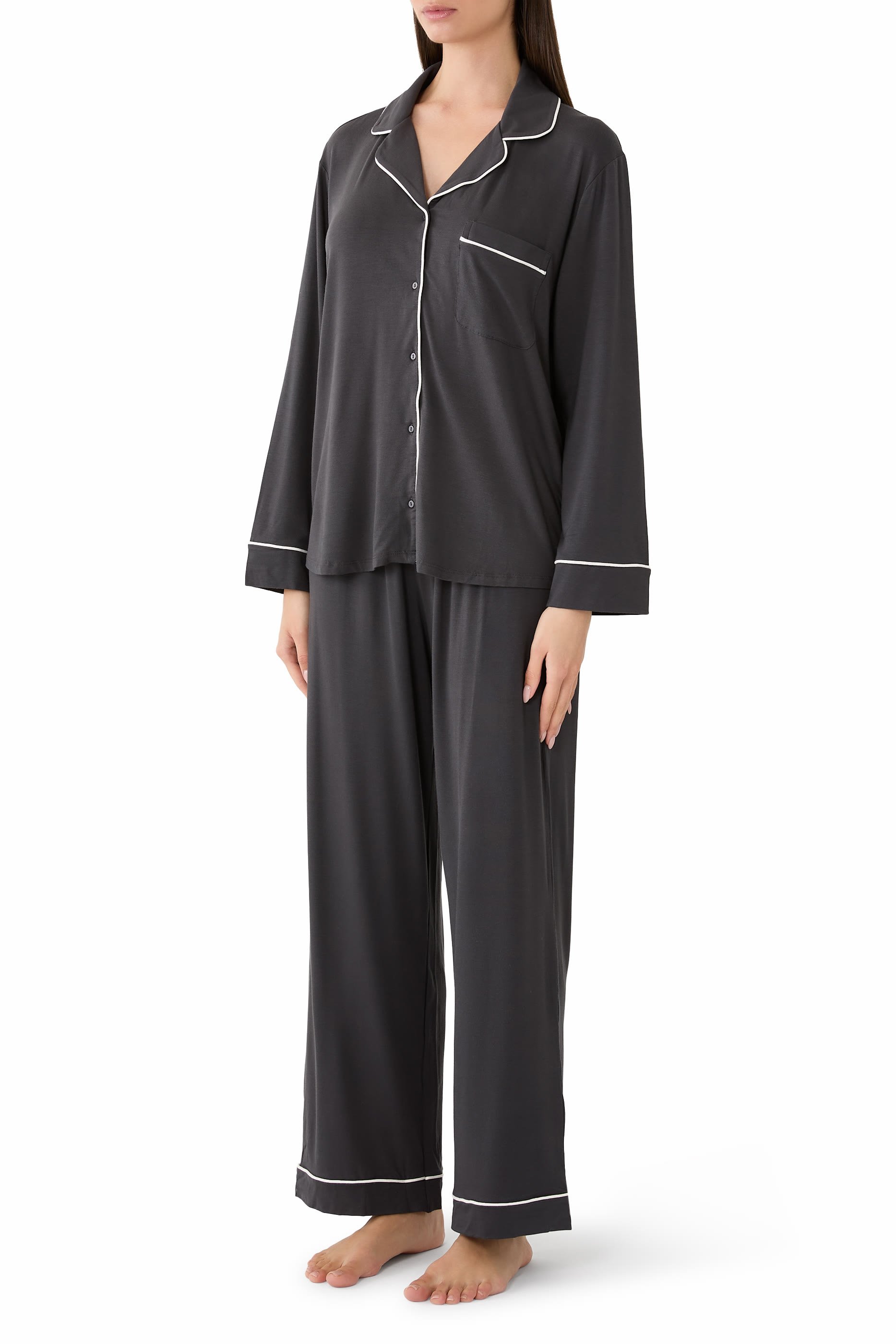 Cooling Jersey Relaxed Piped Pajama Set 