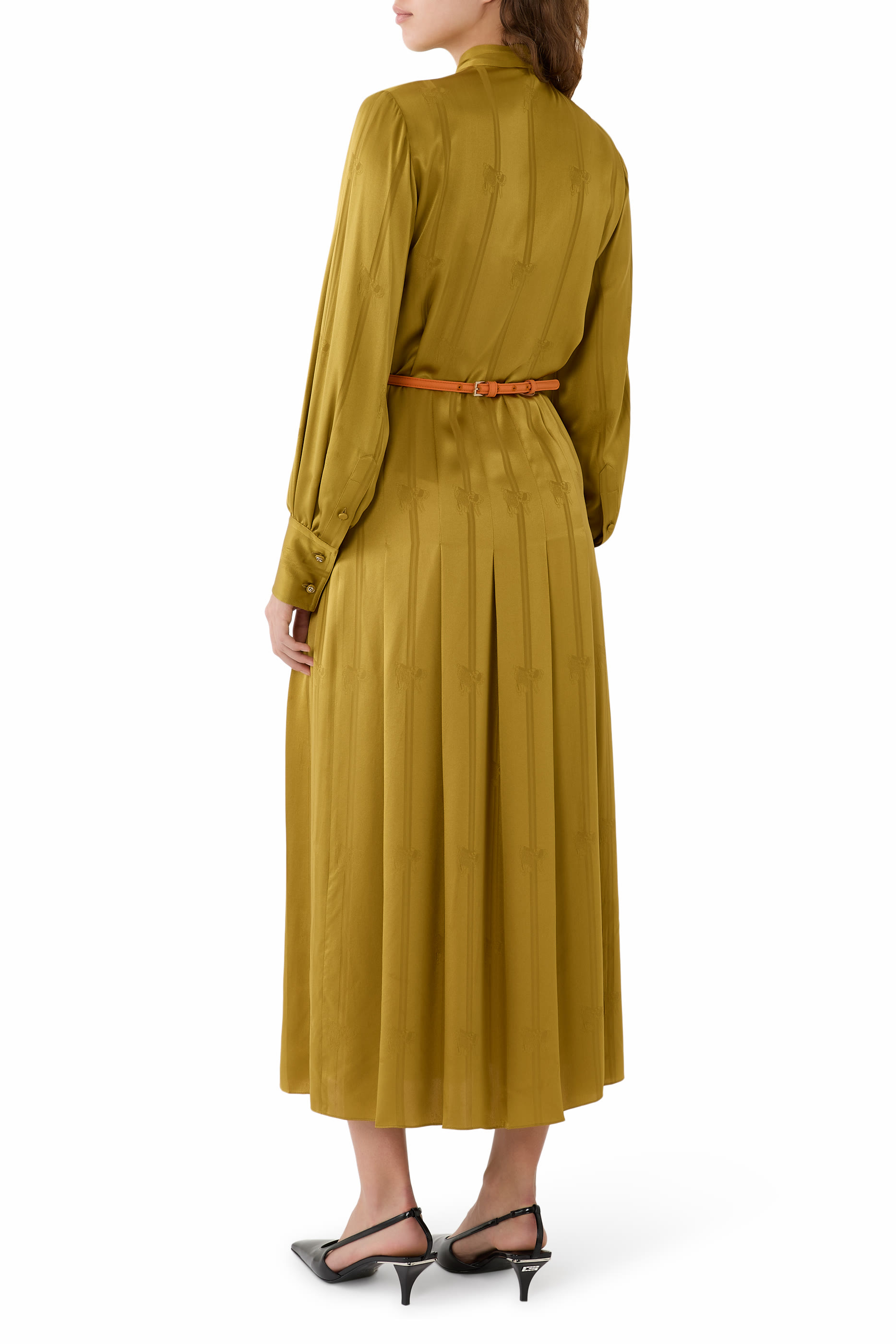 Saddles Silk Jacquard Belt Dress