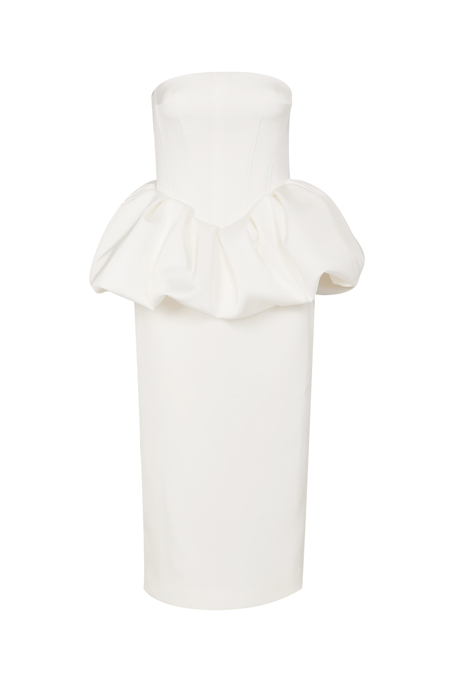  Peplum Detail Corseted Midi Dress