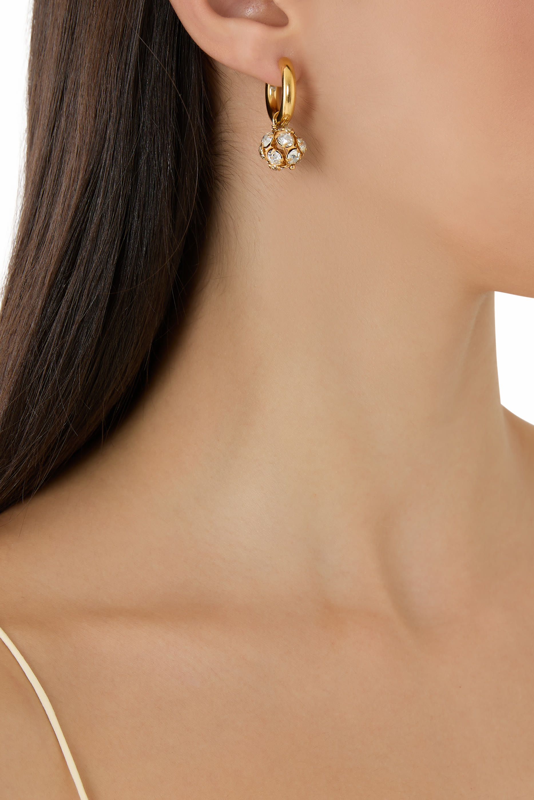  Strass and Pearl Hoop Earrings