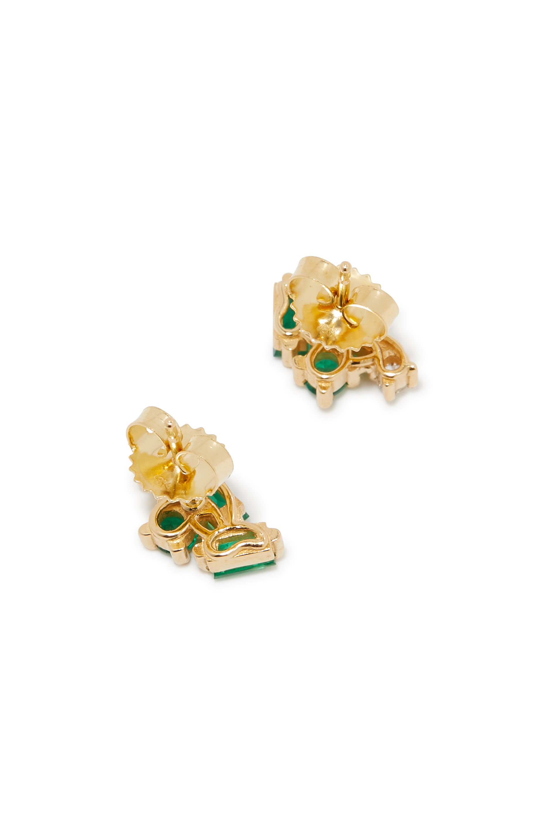 Emerald & Diamond Stud Earrings