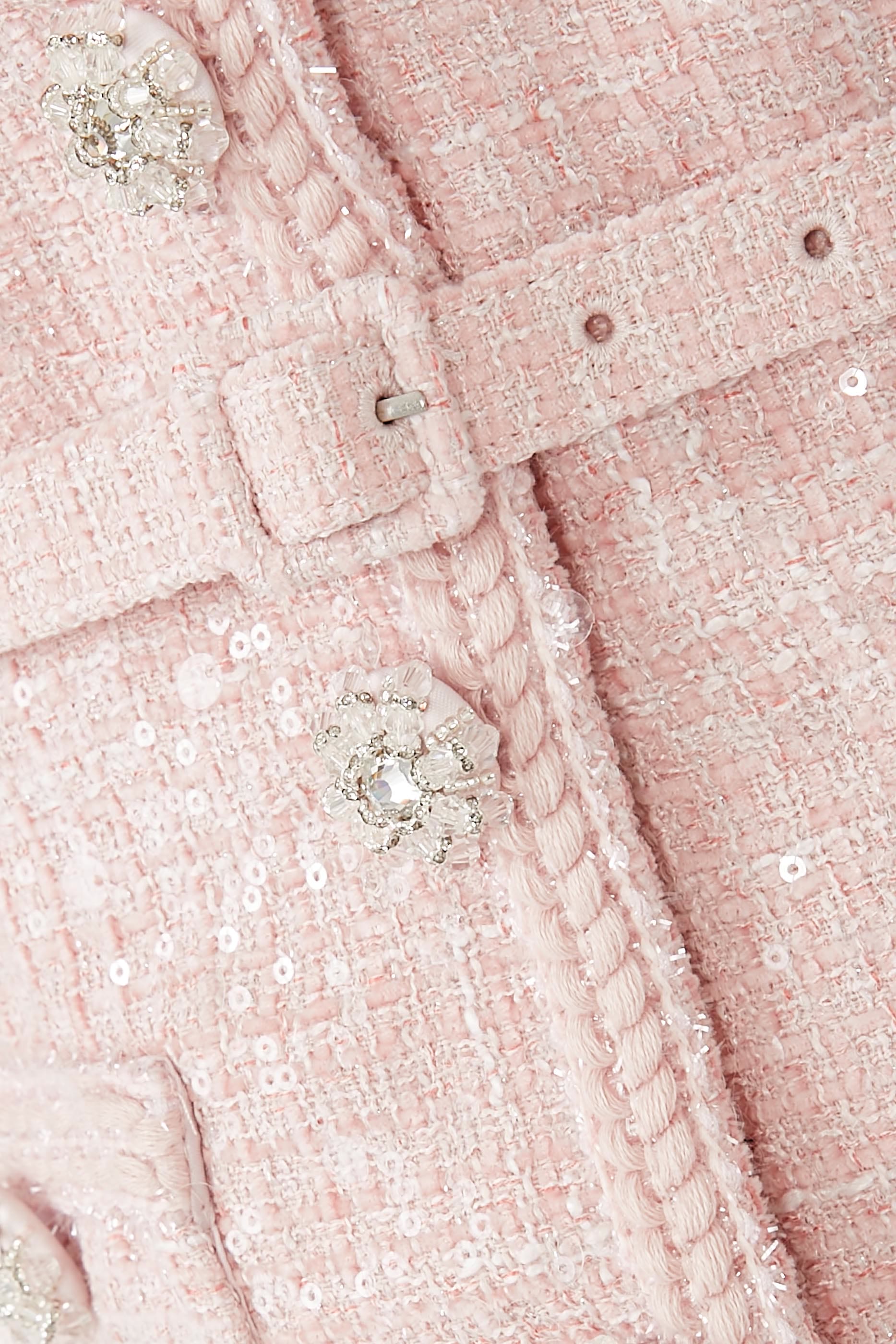 Pink Boucle Midi Dress