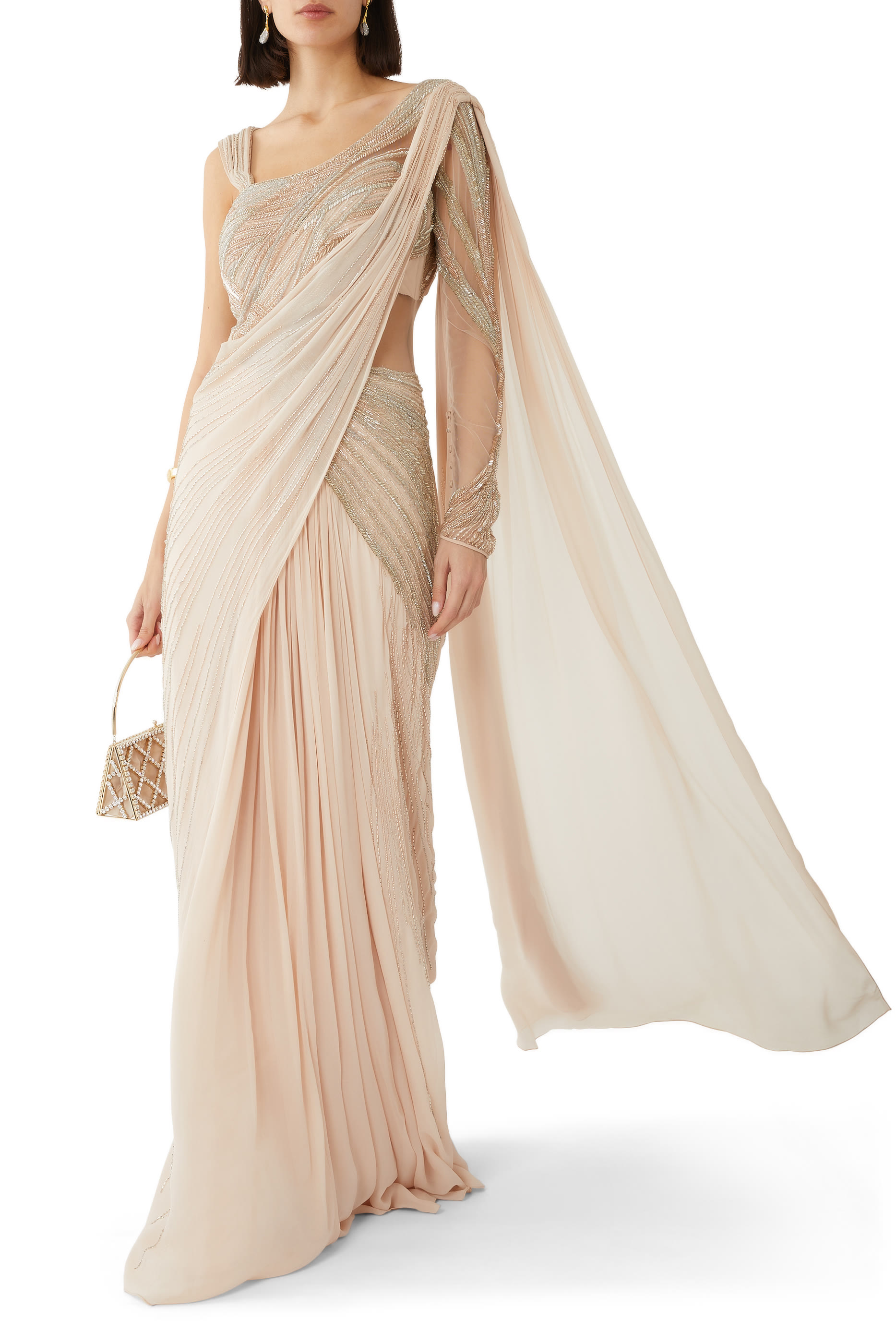 One Long Sleeve Saree Gown