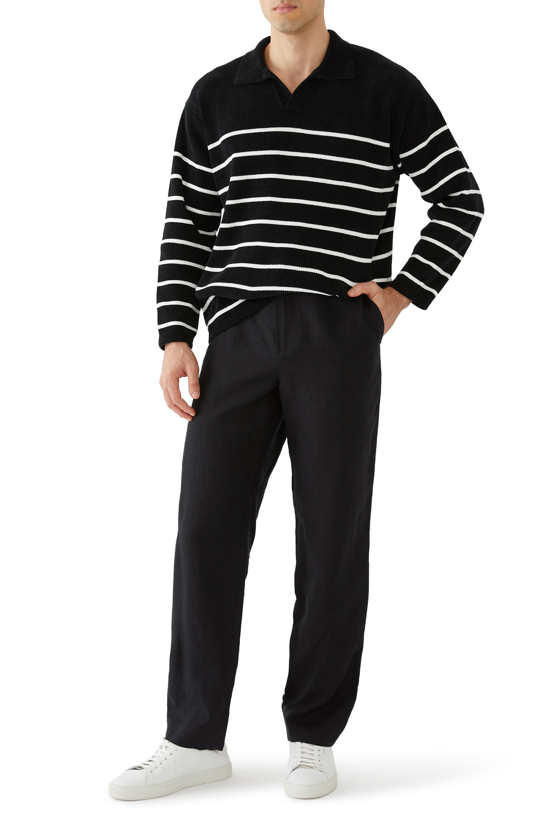 Mole Yarn Stripe Skipper Knit Polo