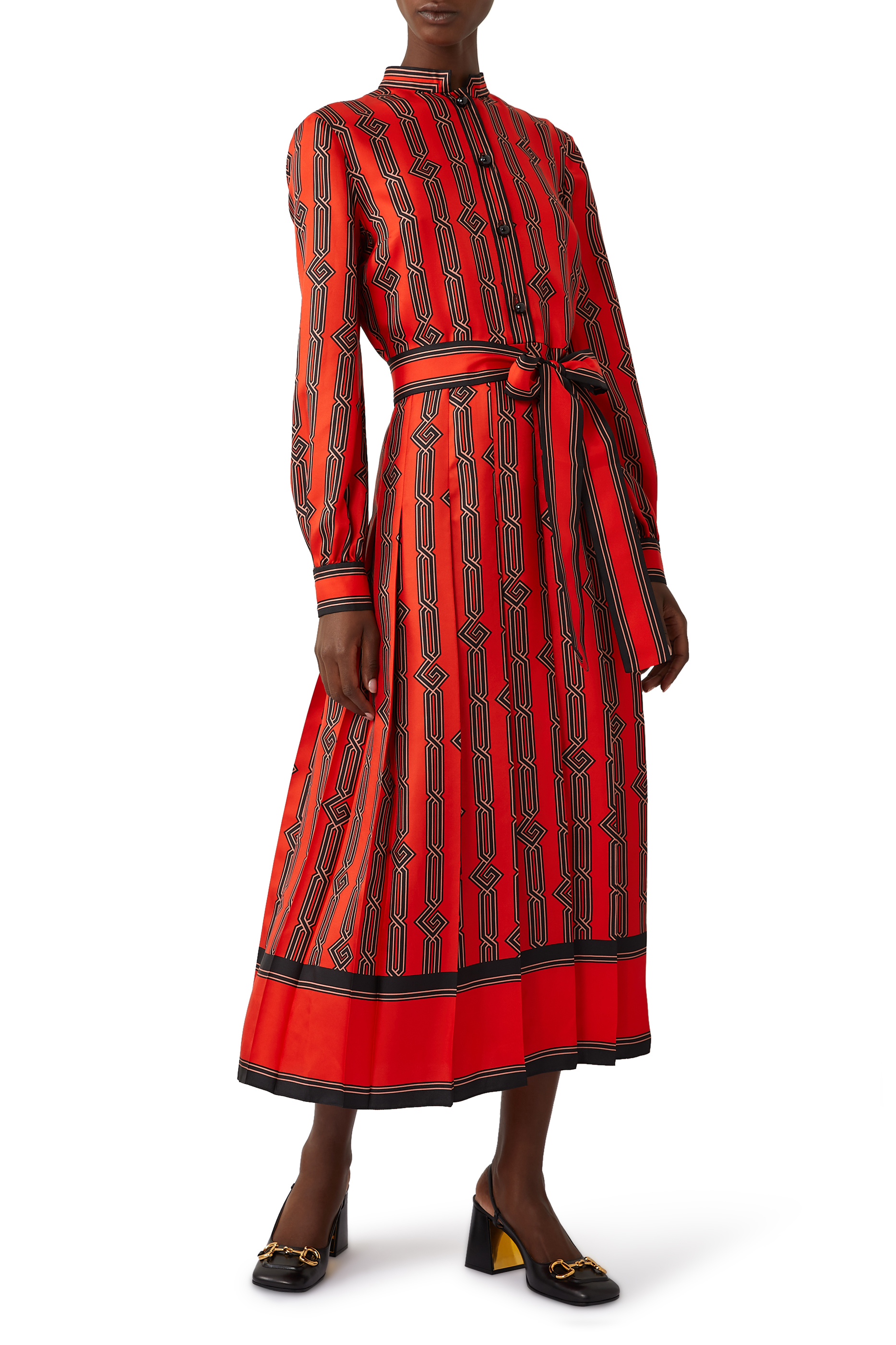 Square G Chain Print Dress