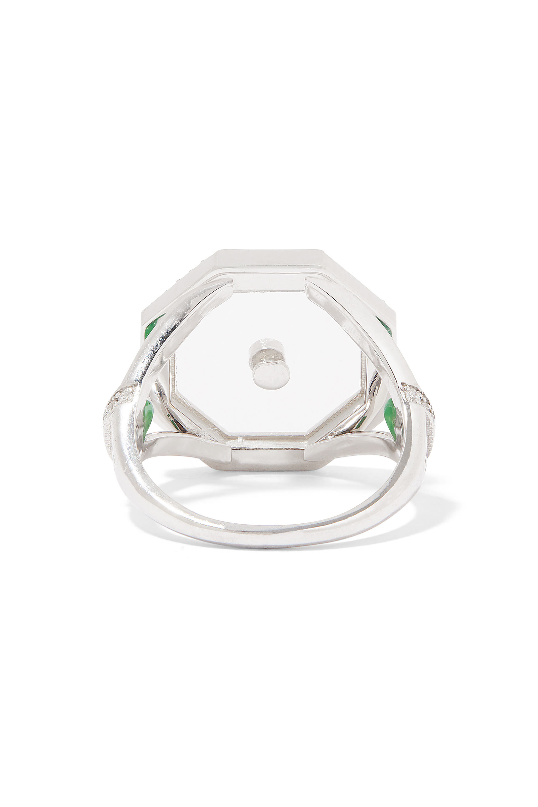 Amulet Hexagon Pinky Ring, 18k White Gold & Diamond