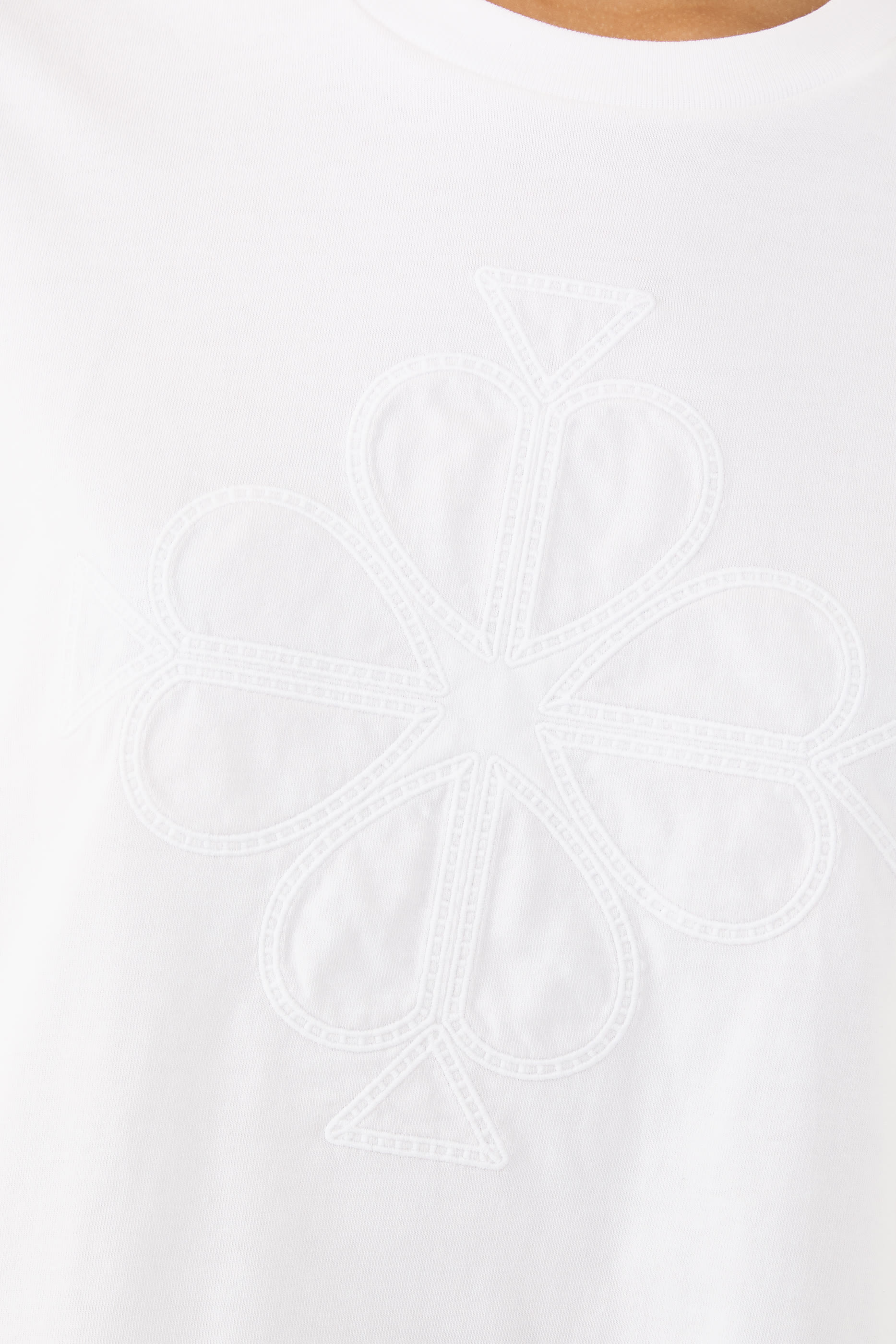 Embroidered Spade Flower Logo T-Shirt