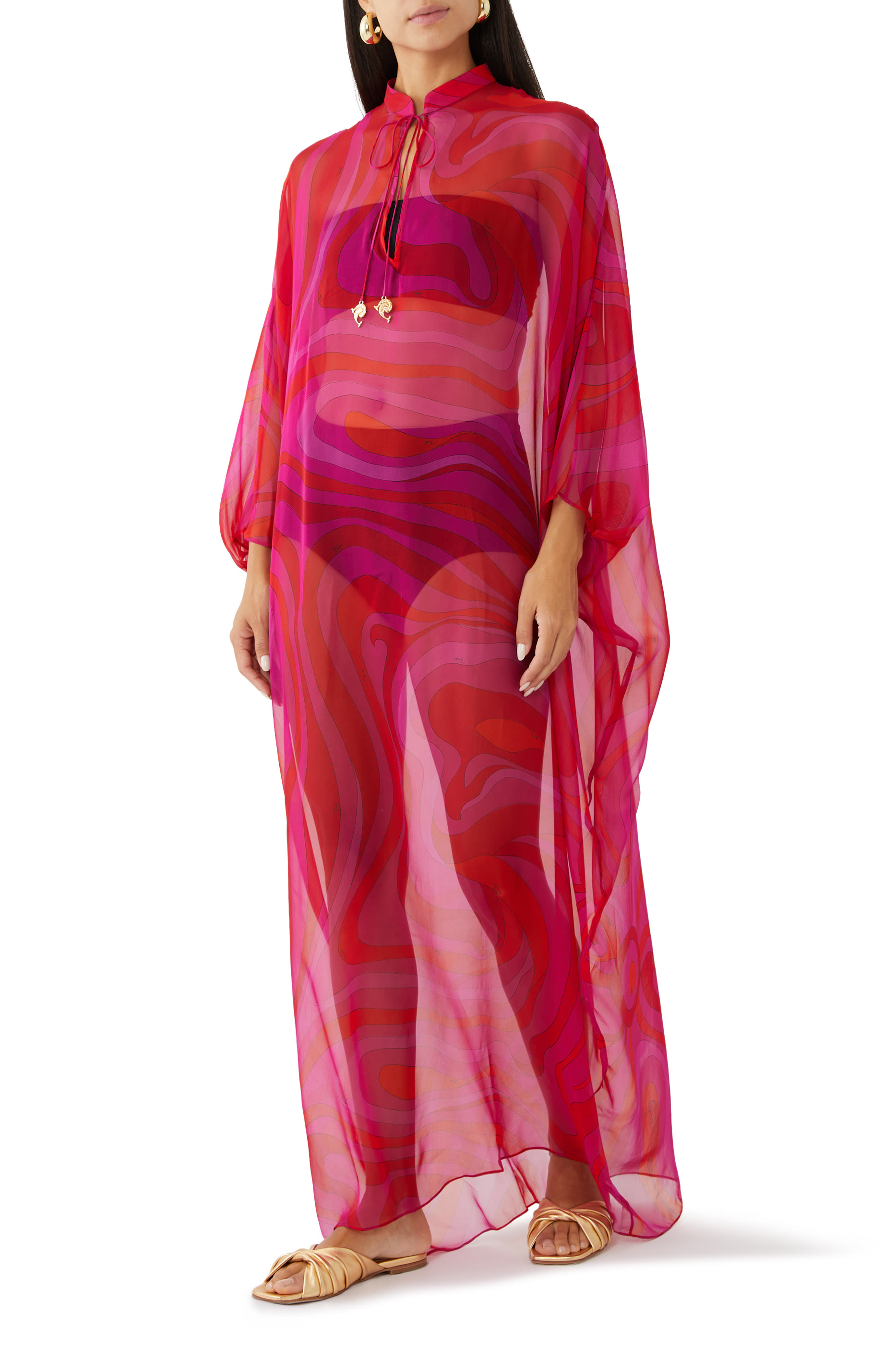 Marmo-Print Silk Kaftan