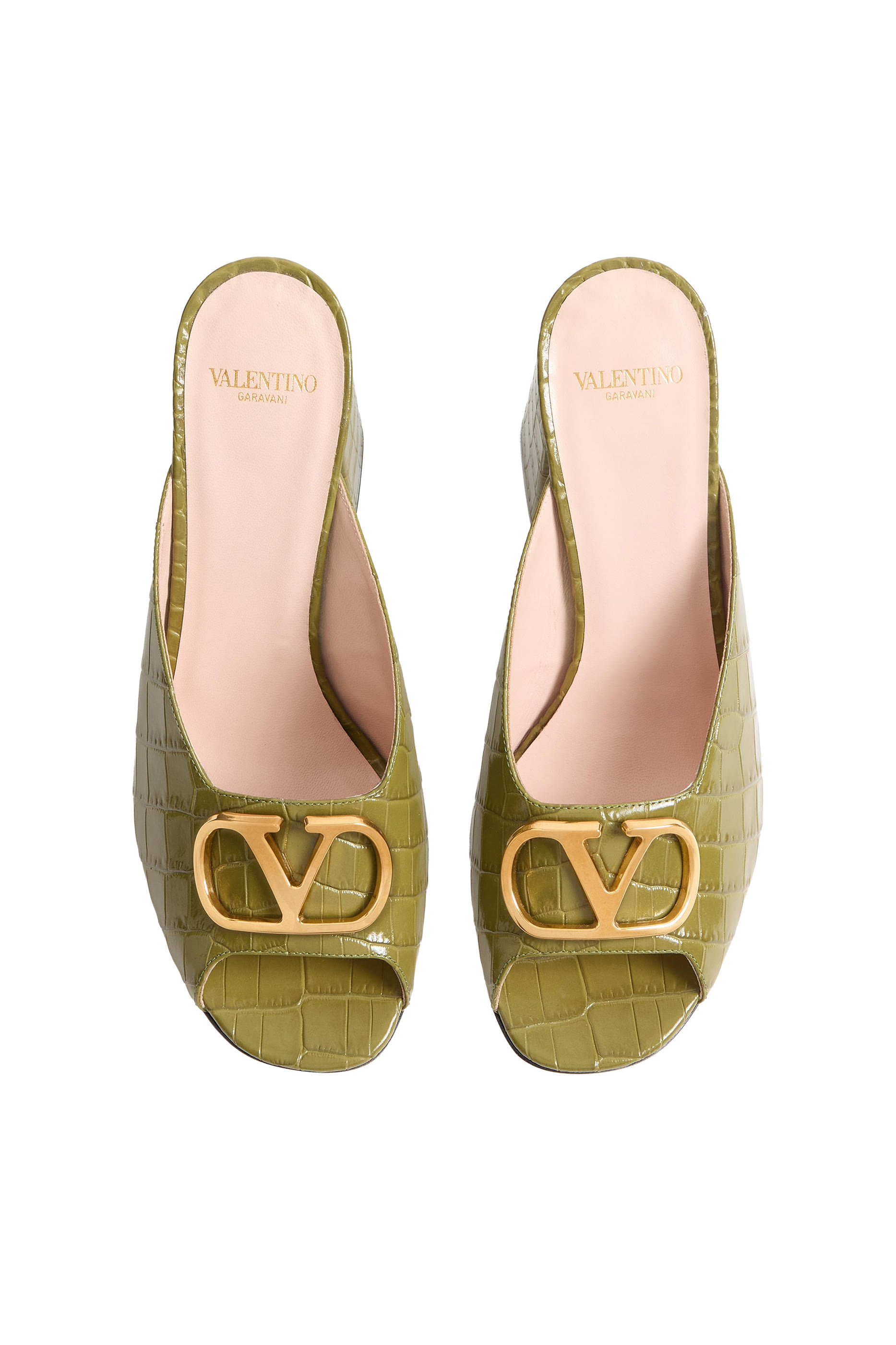 VLogo 95 Signature Slide Sandals in Printed Calfskin