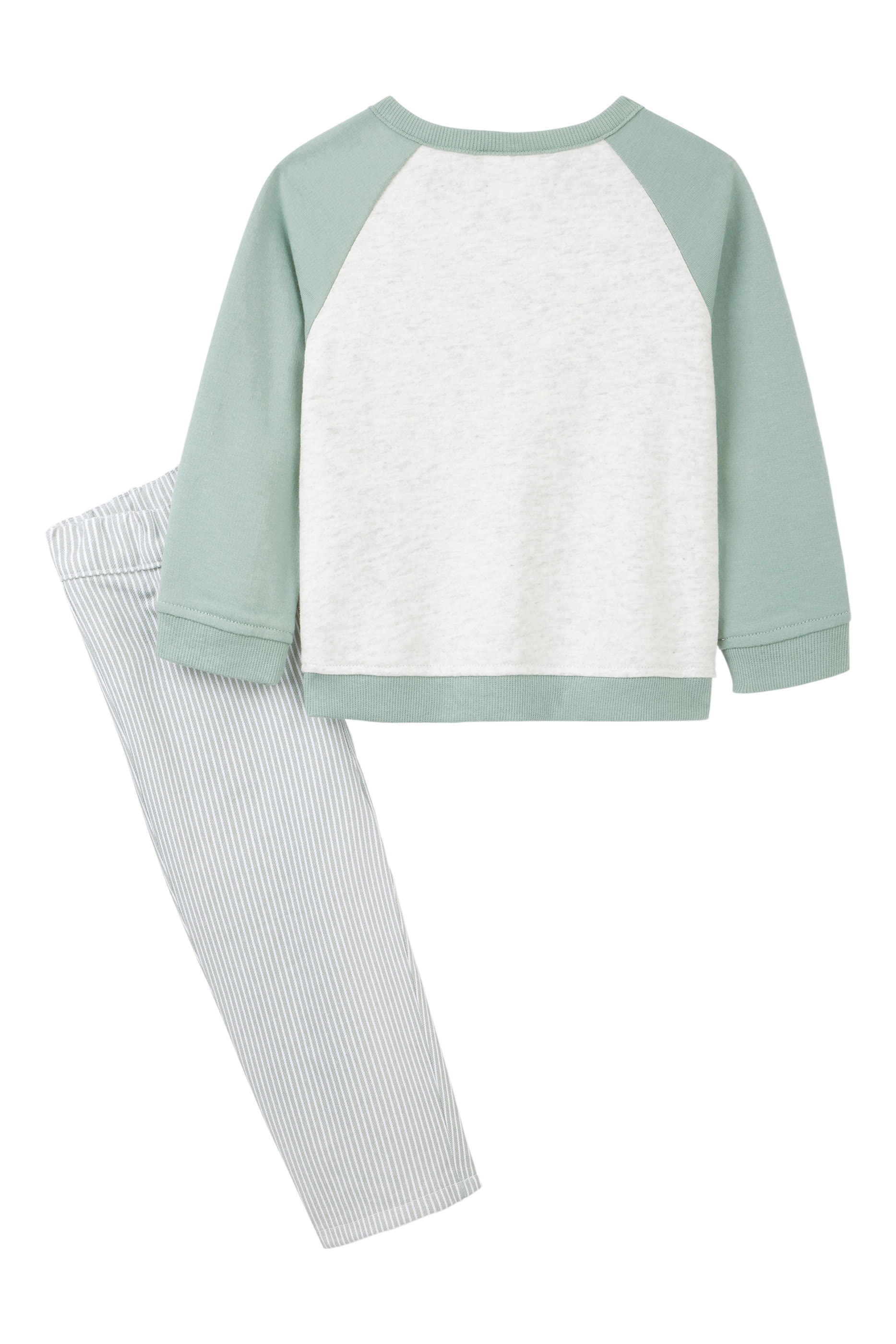 Kids Turtle Sweatshirt & Striped Twill Trousers Set