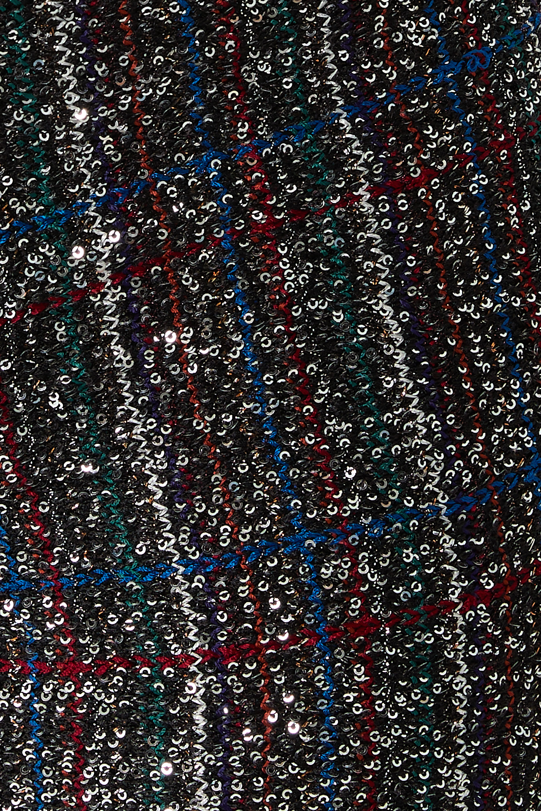 Flared Pants with Sequins in a Check Pattern