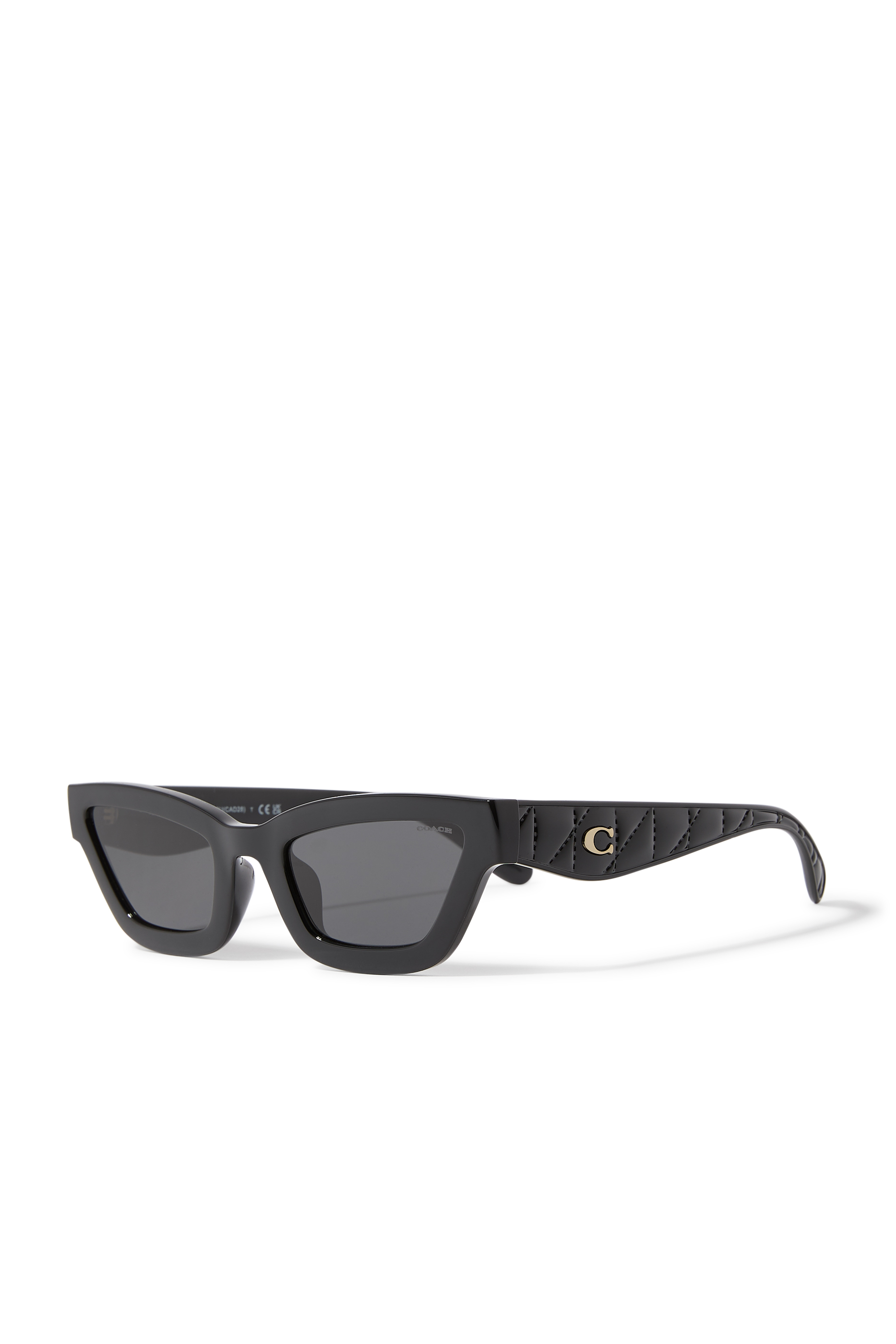 Quilted Narrow Cat Eye Sunglasses