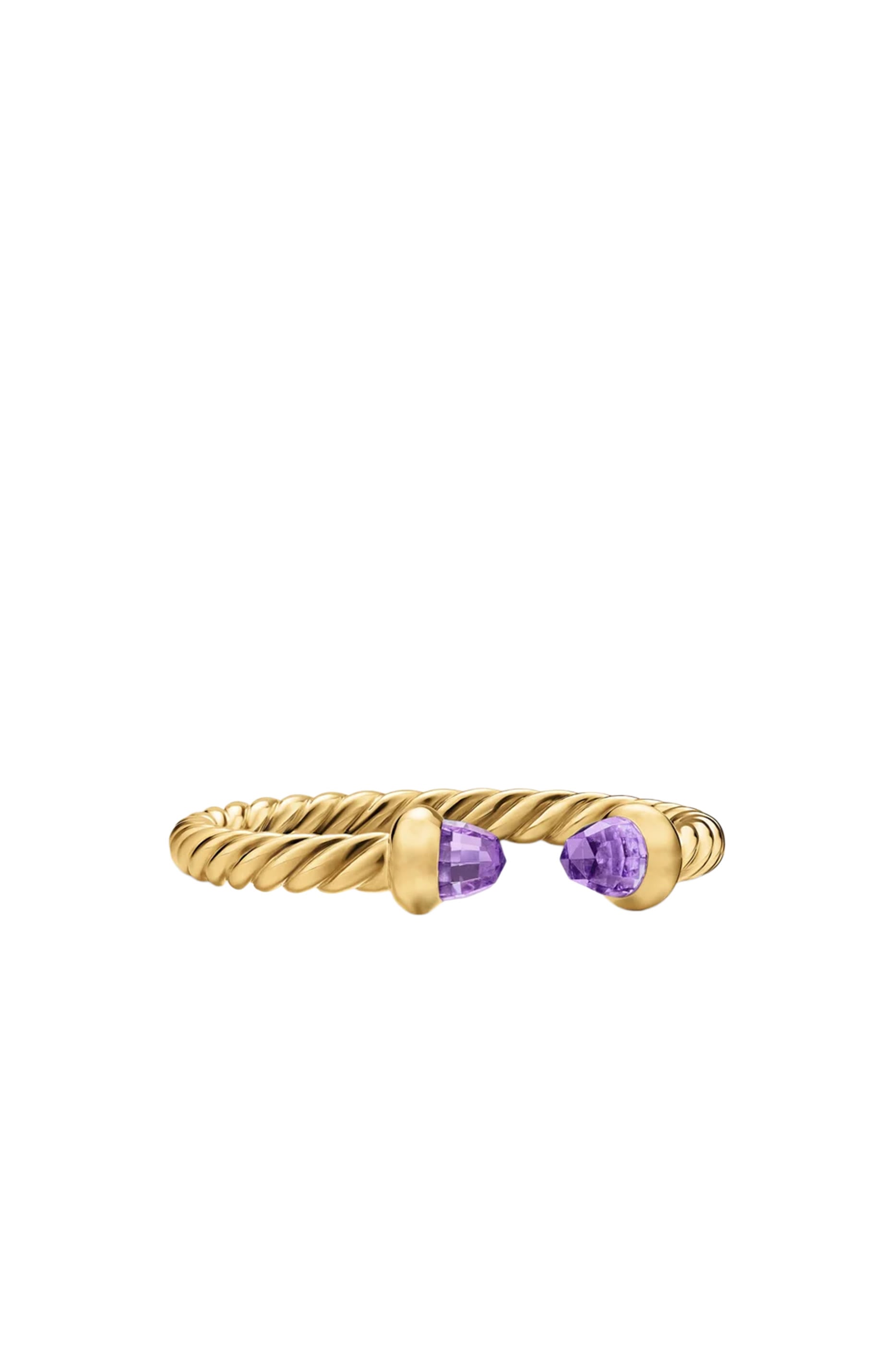 Micro Cablespira&reg; Flex Open Ring,  18K Yellow Gold & Amethyst