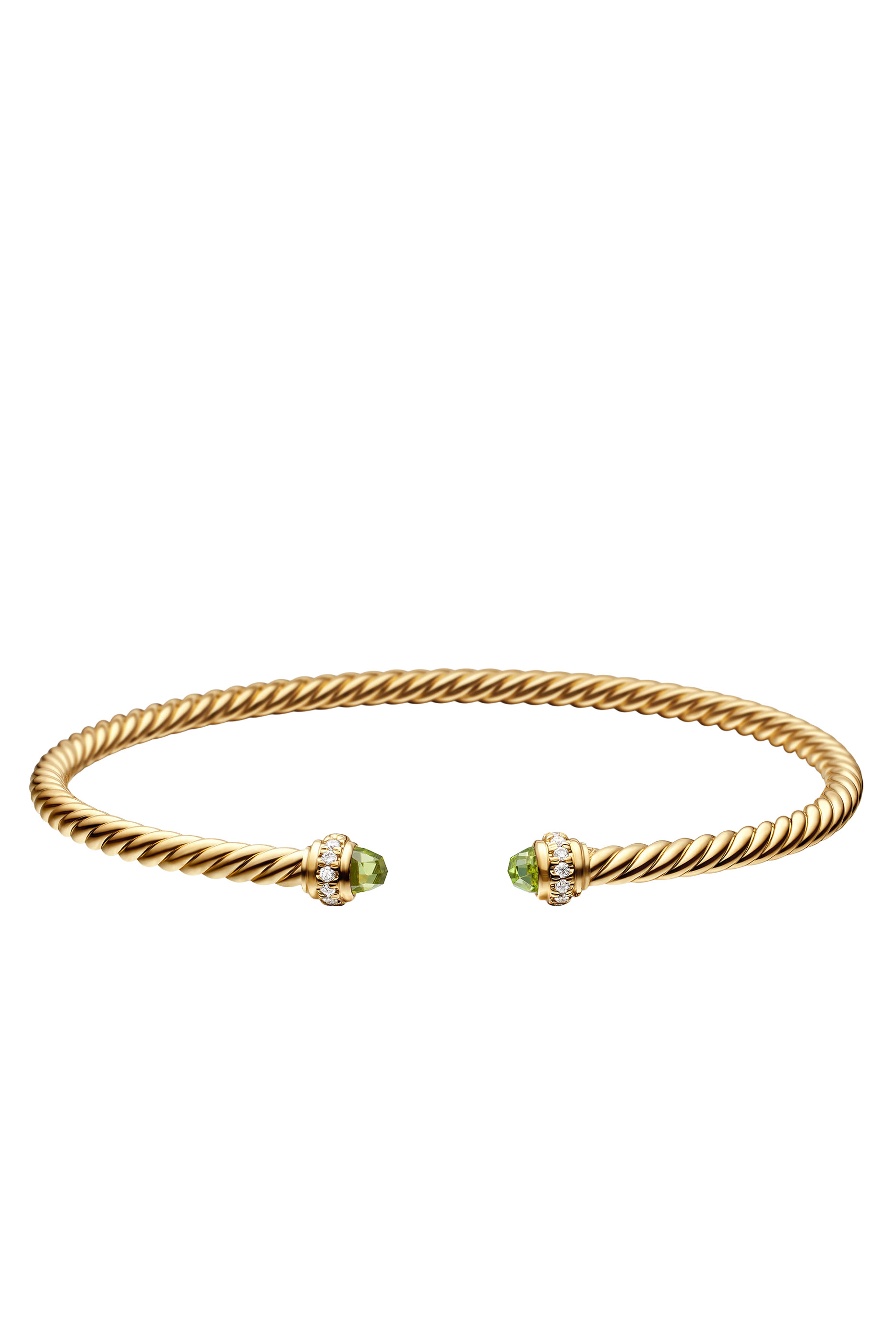 Classic Cablespira&reg; Bracelet, 18K Yellow Gold, Peridot & Diamonds
