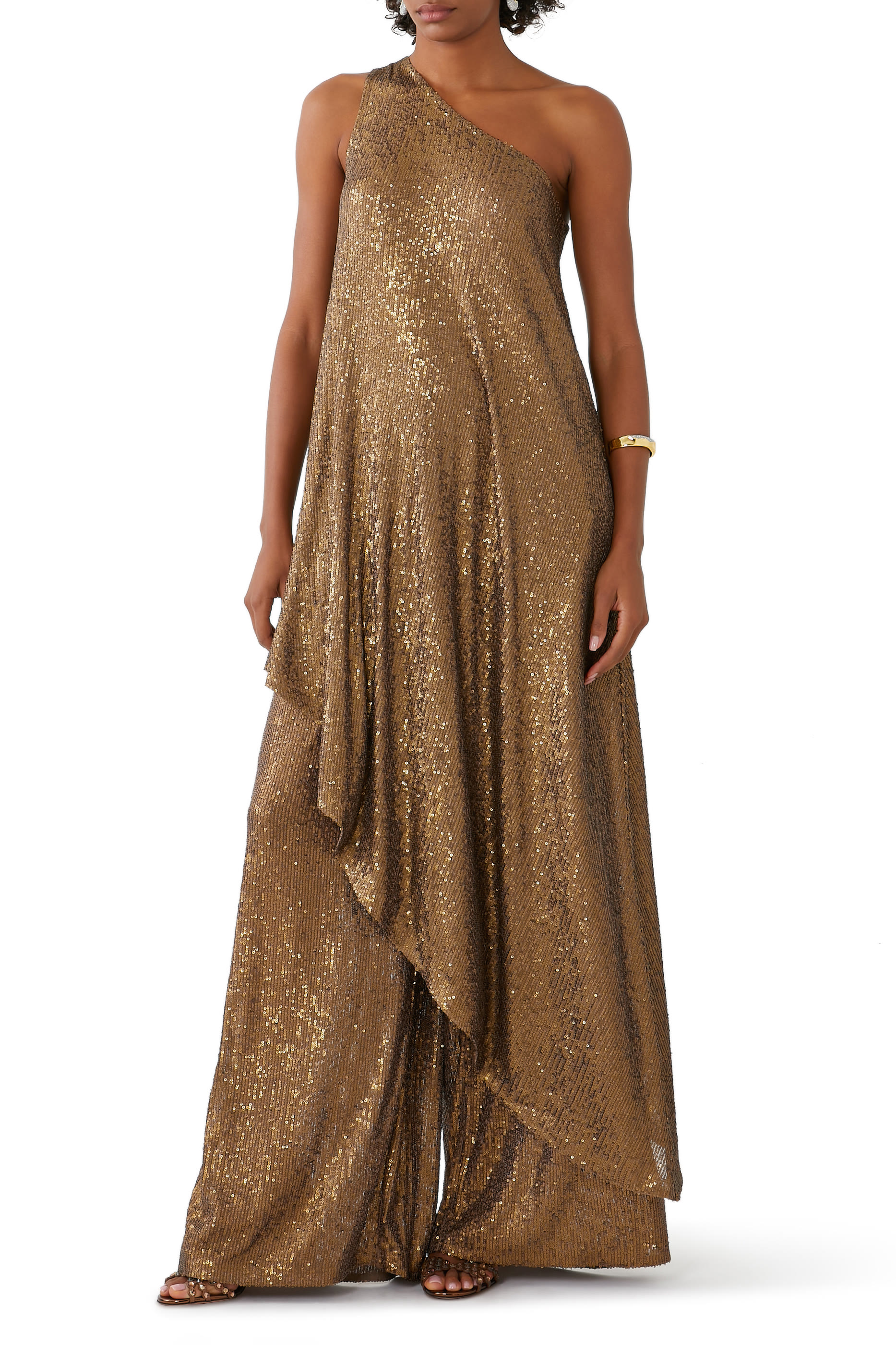 Sequin One Shoulder Diagonal Tunic