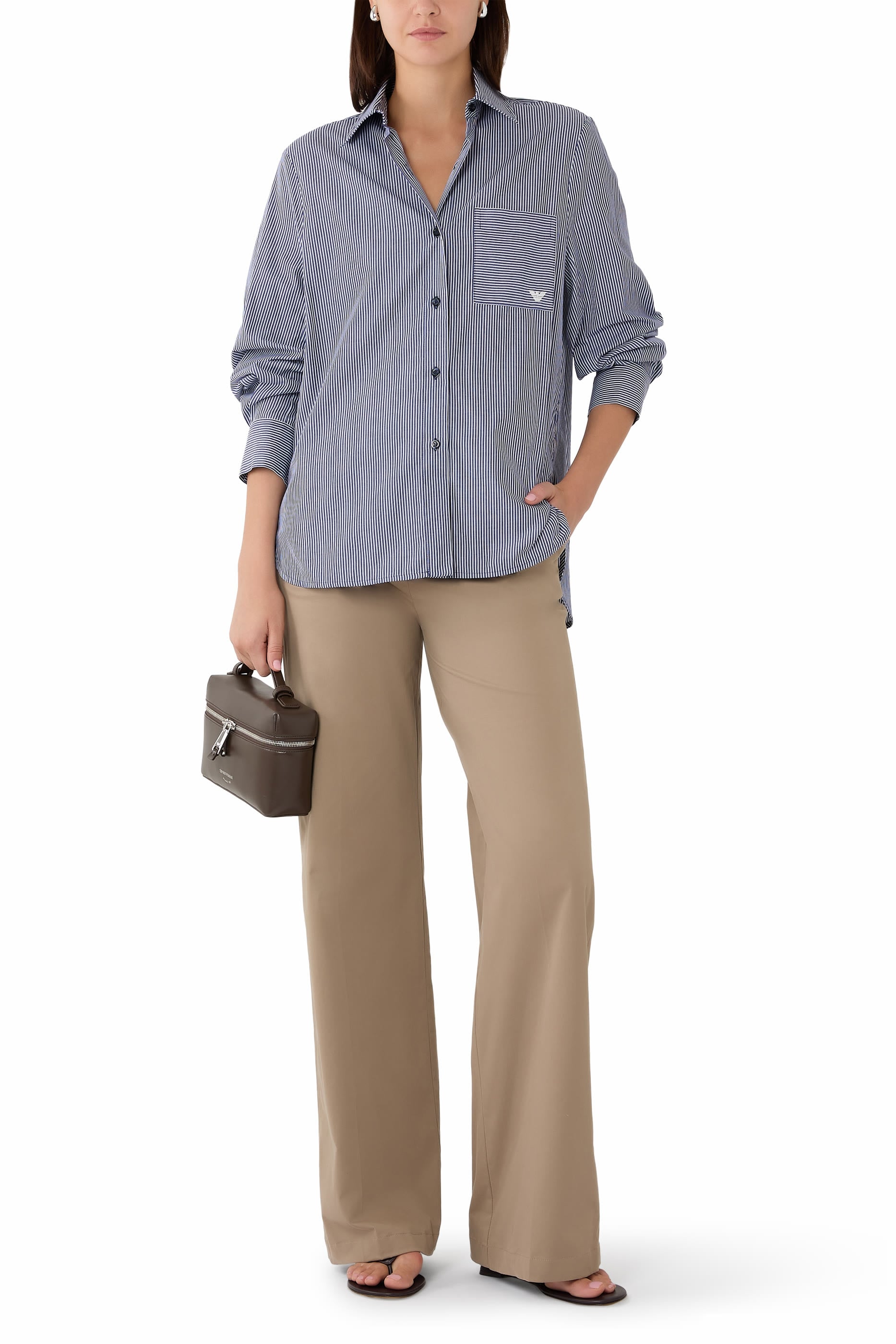 Flat-Front Palazzo Trousers
