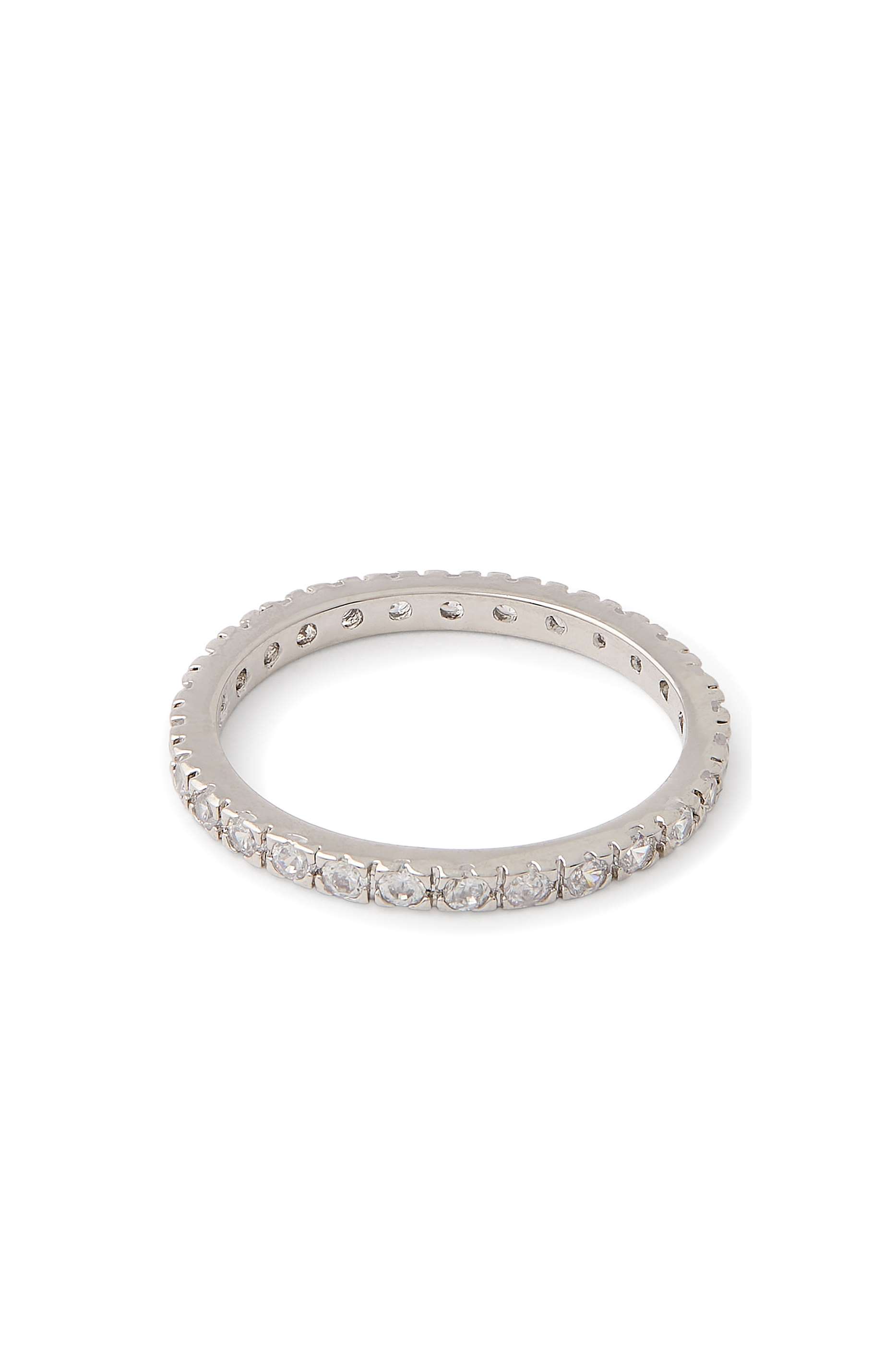  Classic Round Eternity Band, Rhodium Plated Brass & Cubic Zirconia