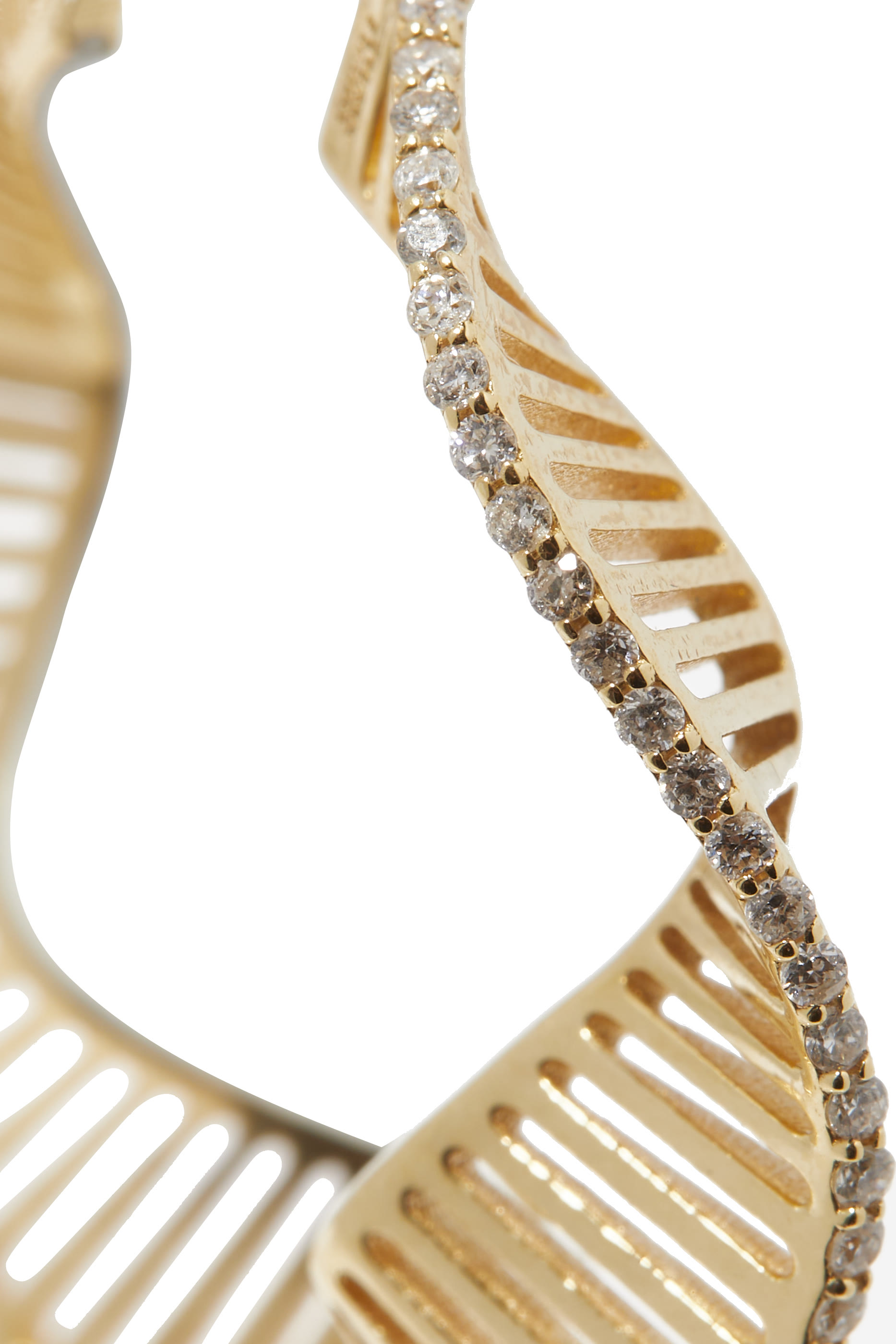 Waves Size 3 Hoops, 18K Gold, White Enamel & Diamonds