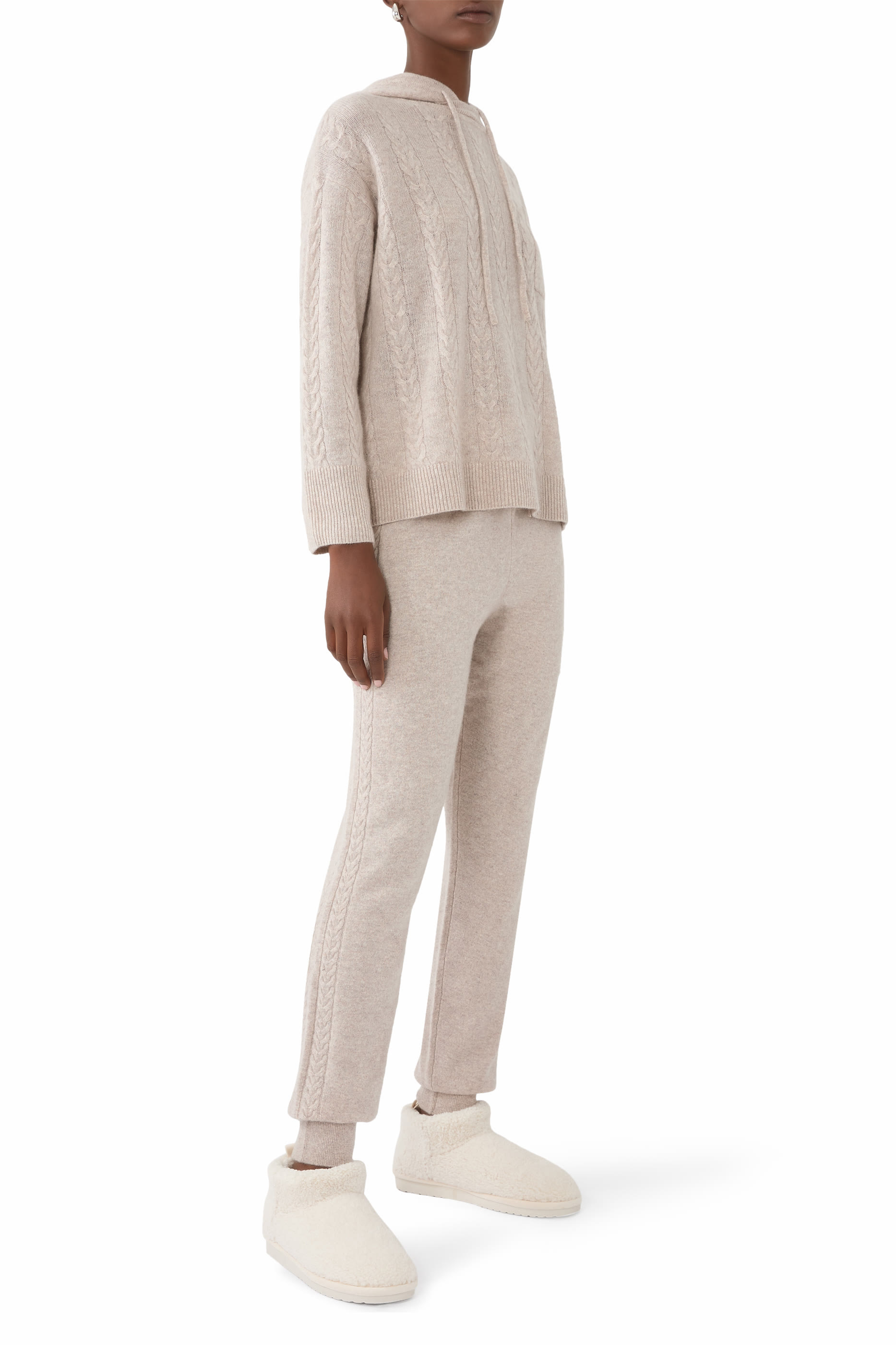 Cashmere Cable Panel Cuffed Joggers