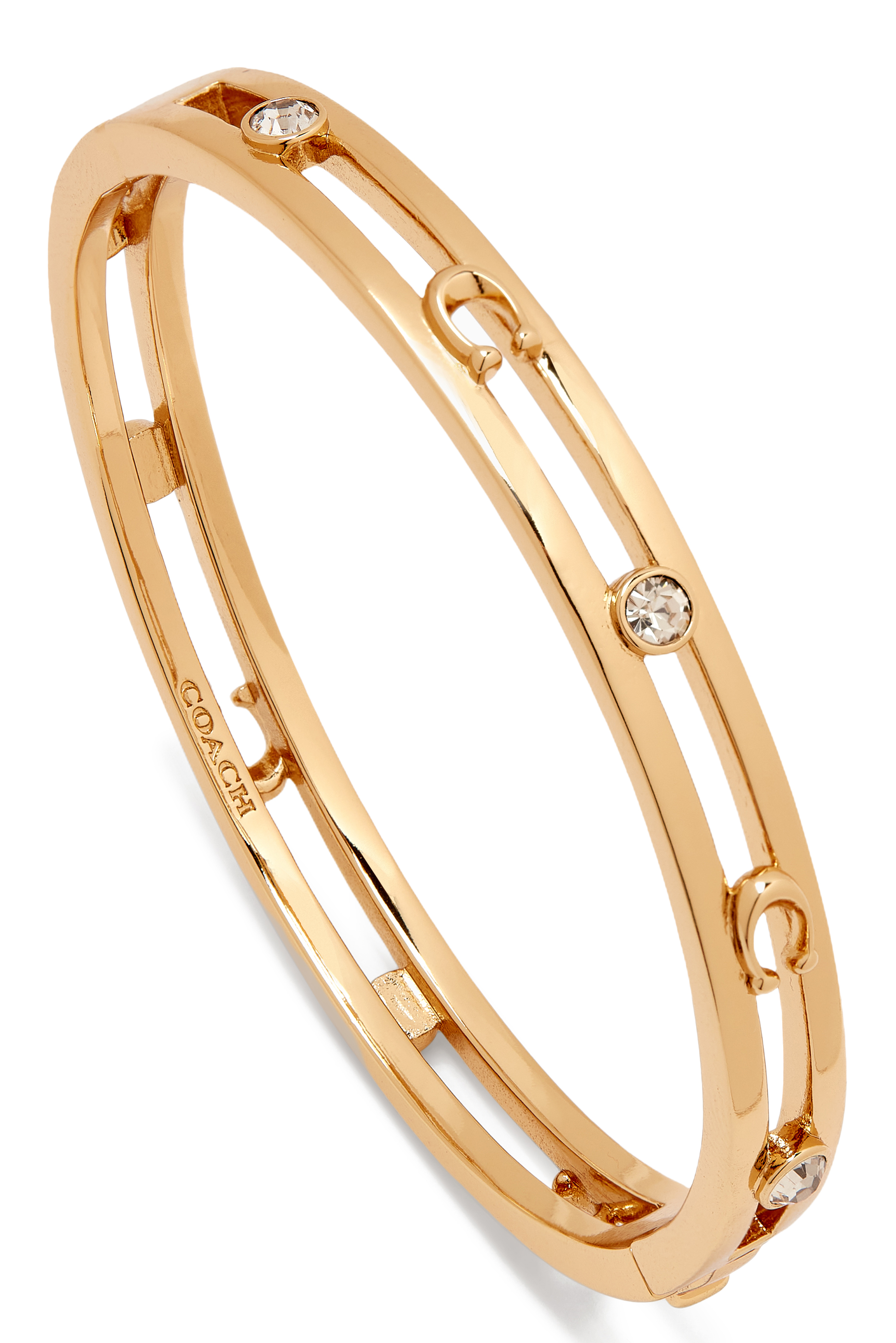 Signature C Open Bangle Bracelet, Brass
