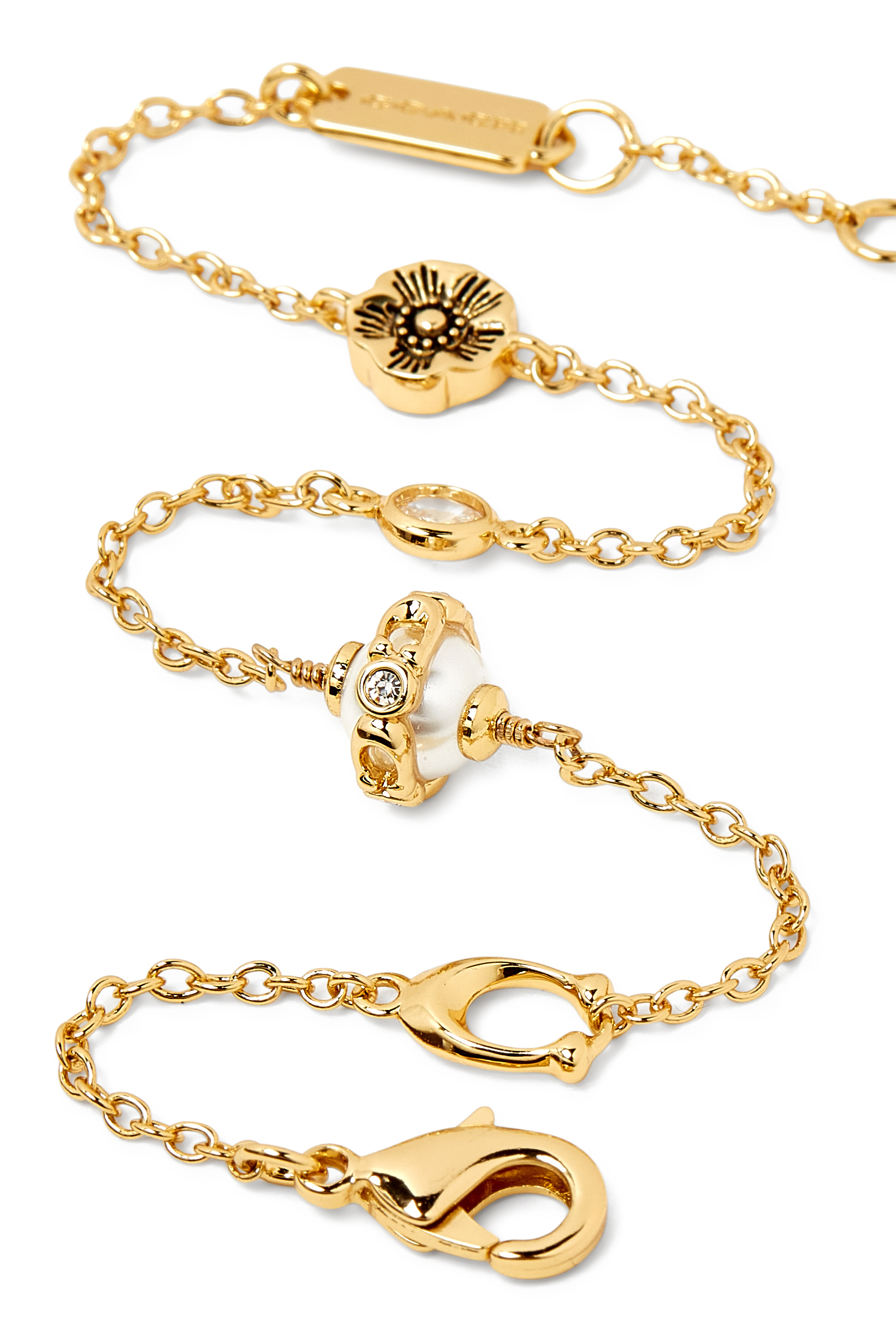 Pearl Orb Flex Bracelet, Plated Brass, Glass & Cubic Zirconia