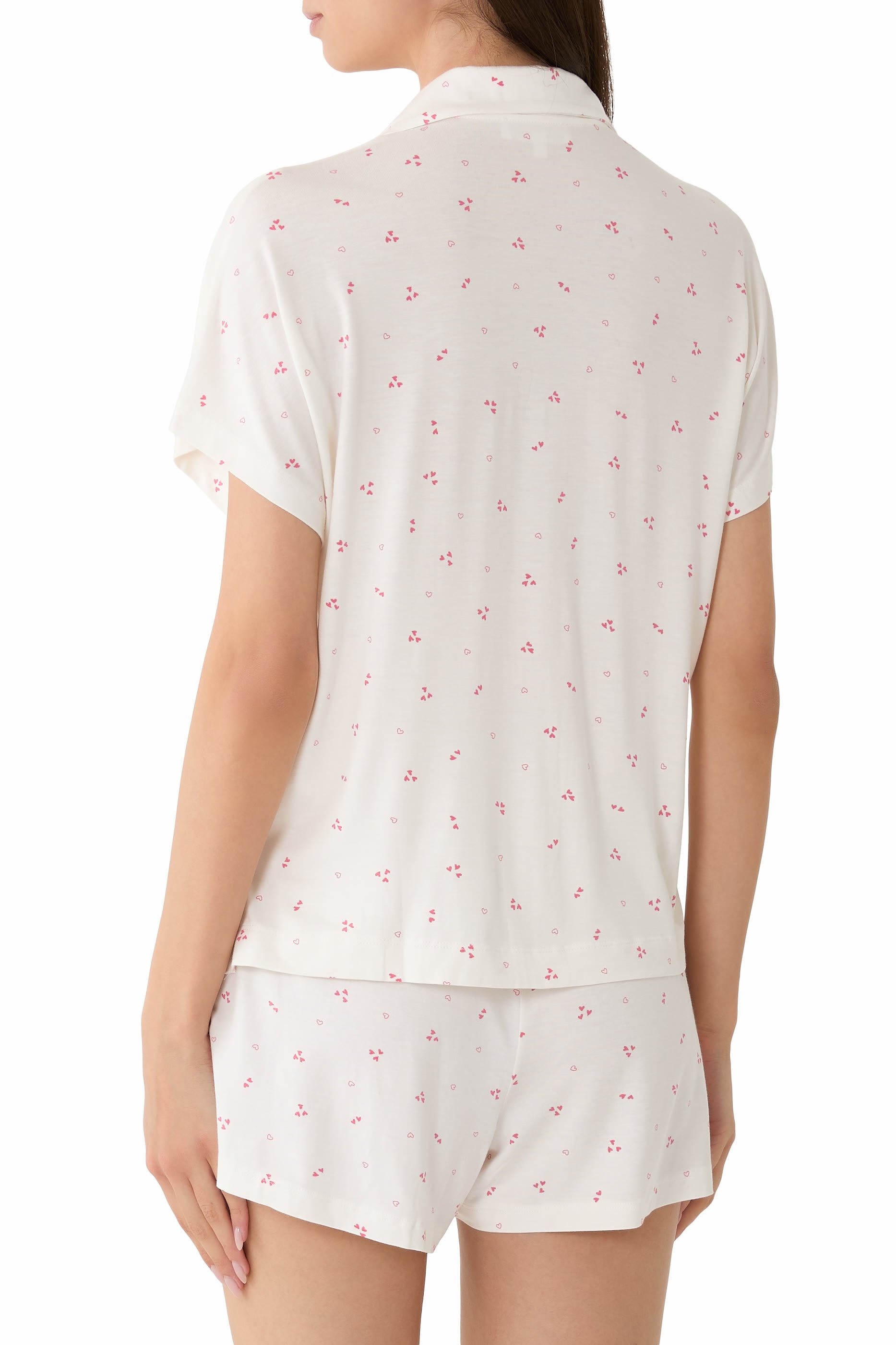 Jersey Heart Print Shortie Pajama Set