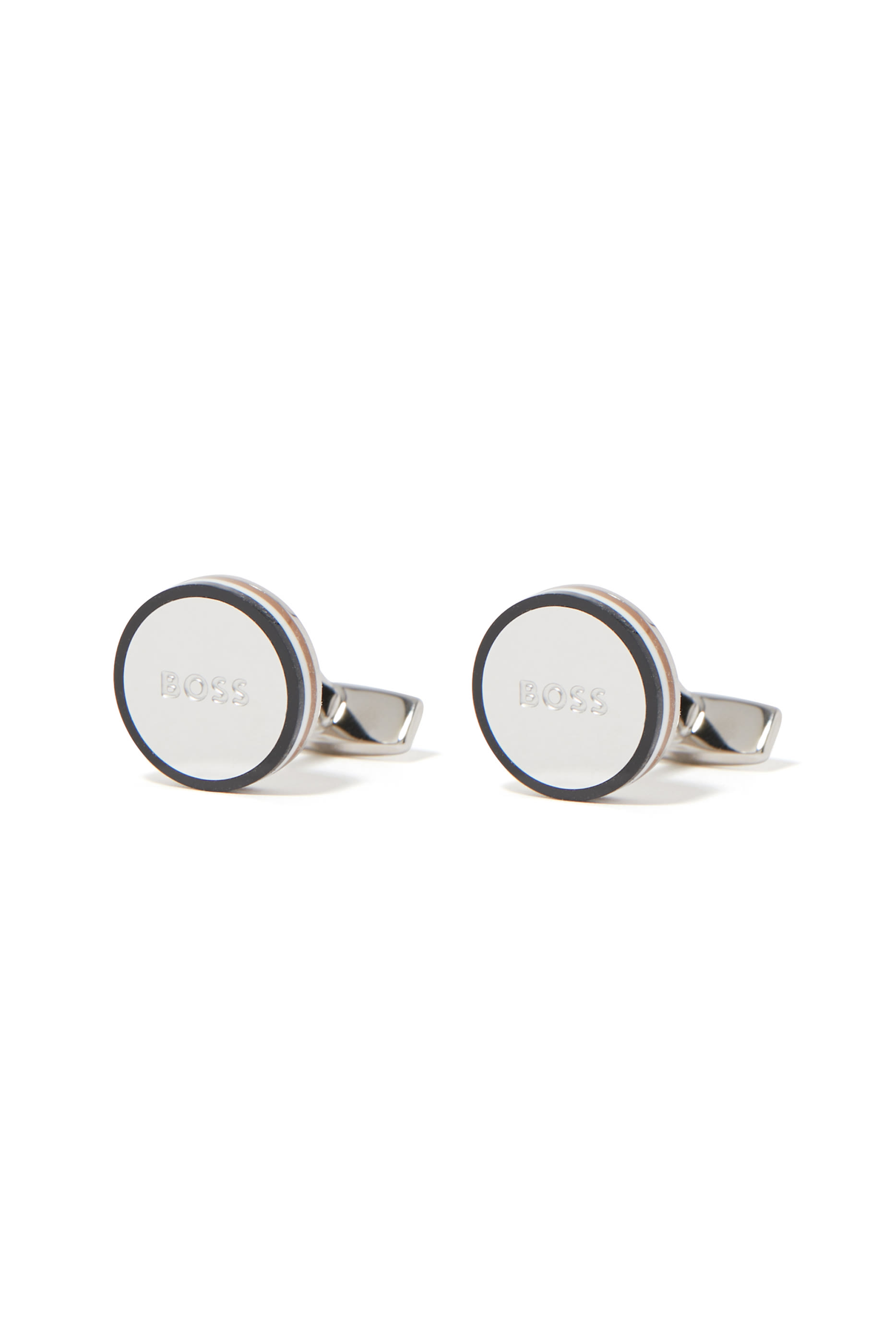 Polished-Brass Cufflinks with Engraved Logo
