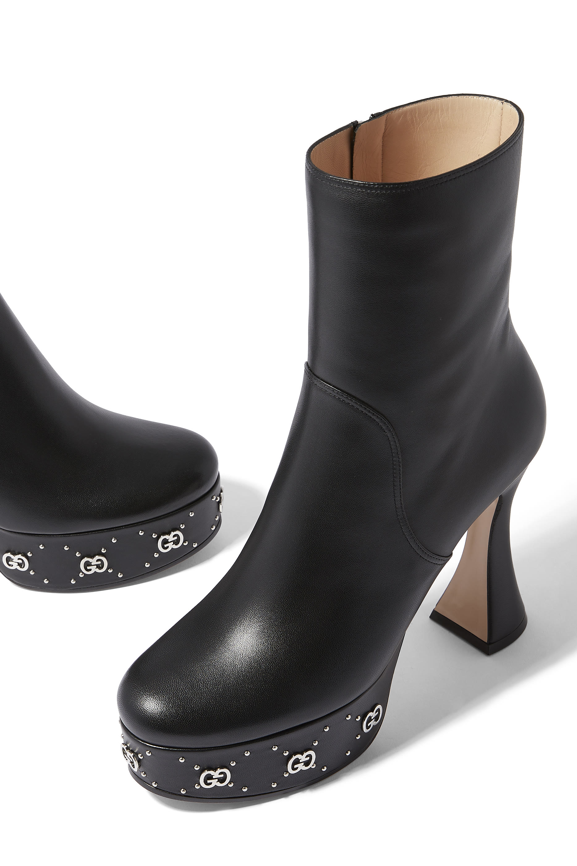 GG Stud 115 Leather Platform Boots