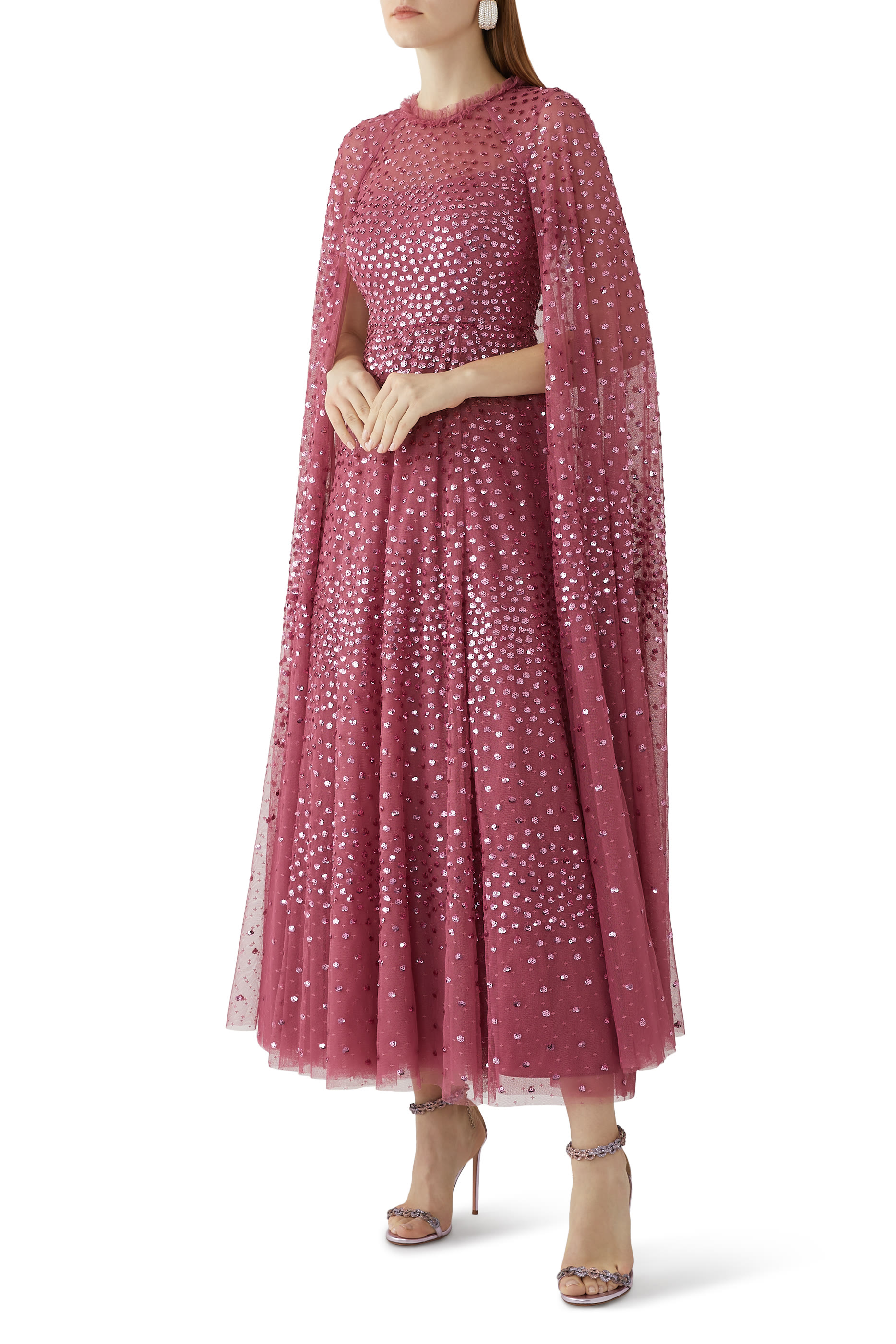 Scatter Dot Cape Ankle Gown