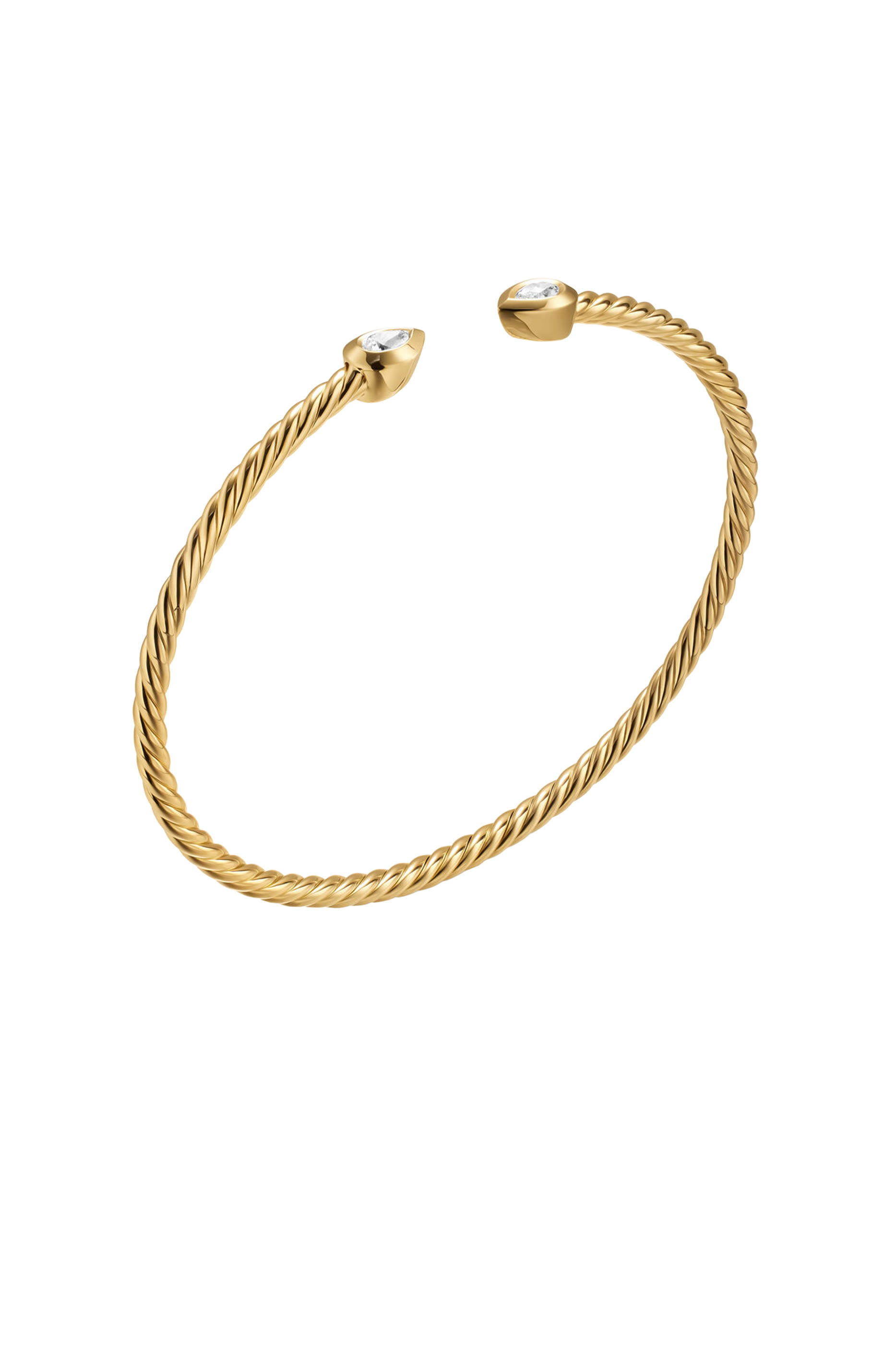 Petite Modern Renaissance® Pear Cablespira® Bracelet, 18K Yellow Gold & Diamonds