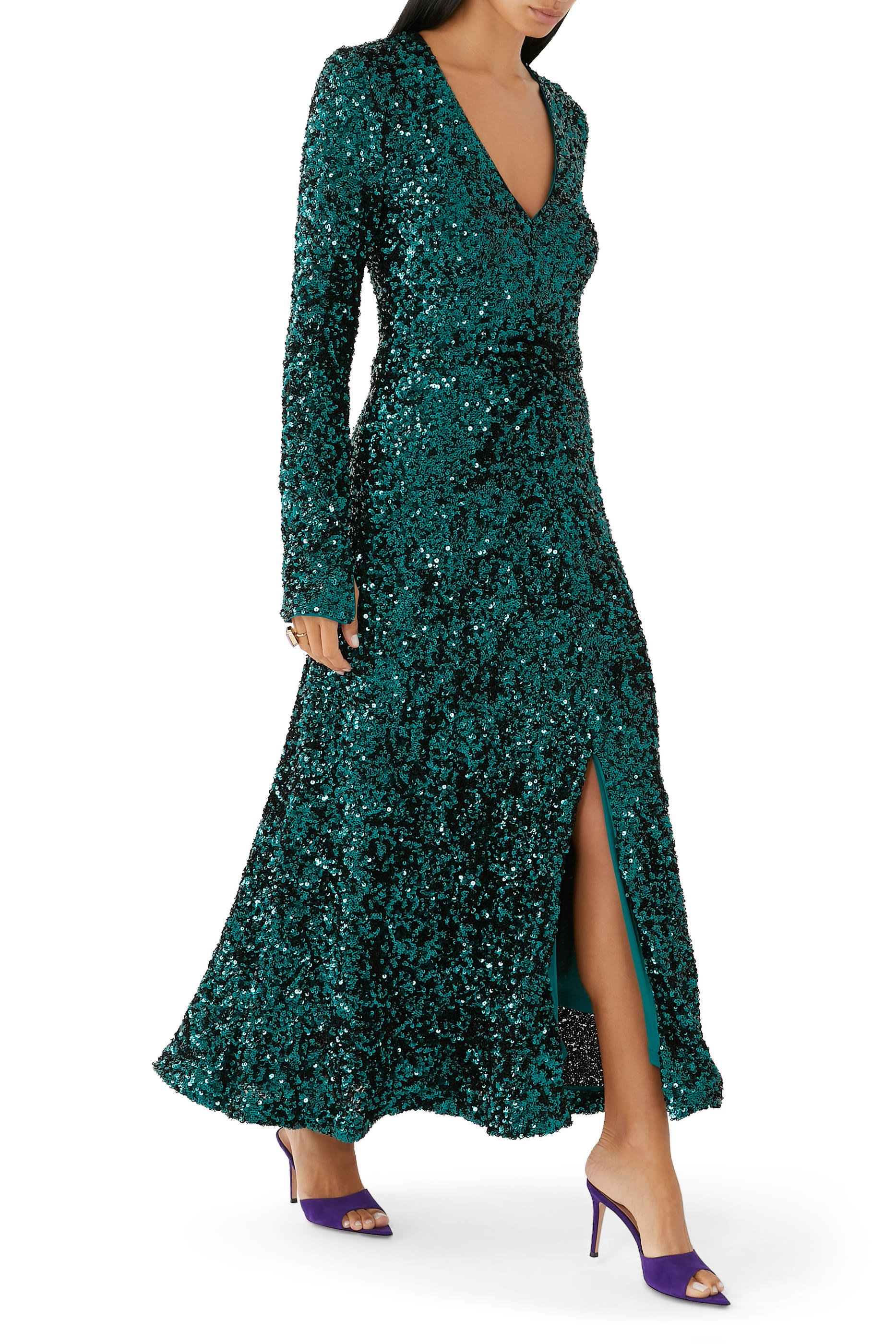 Sequin Midi Slit Dress