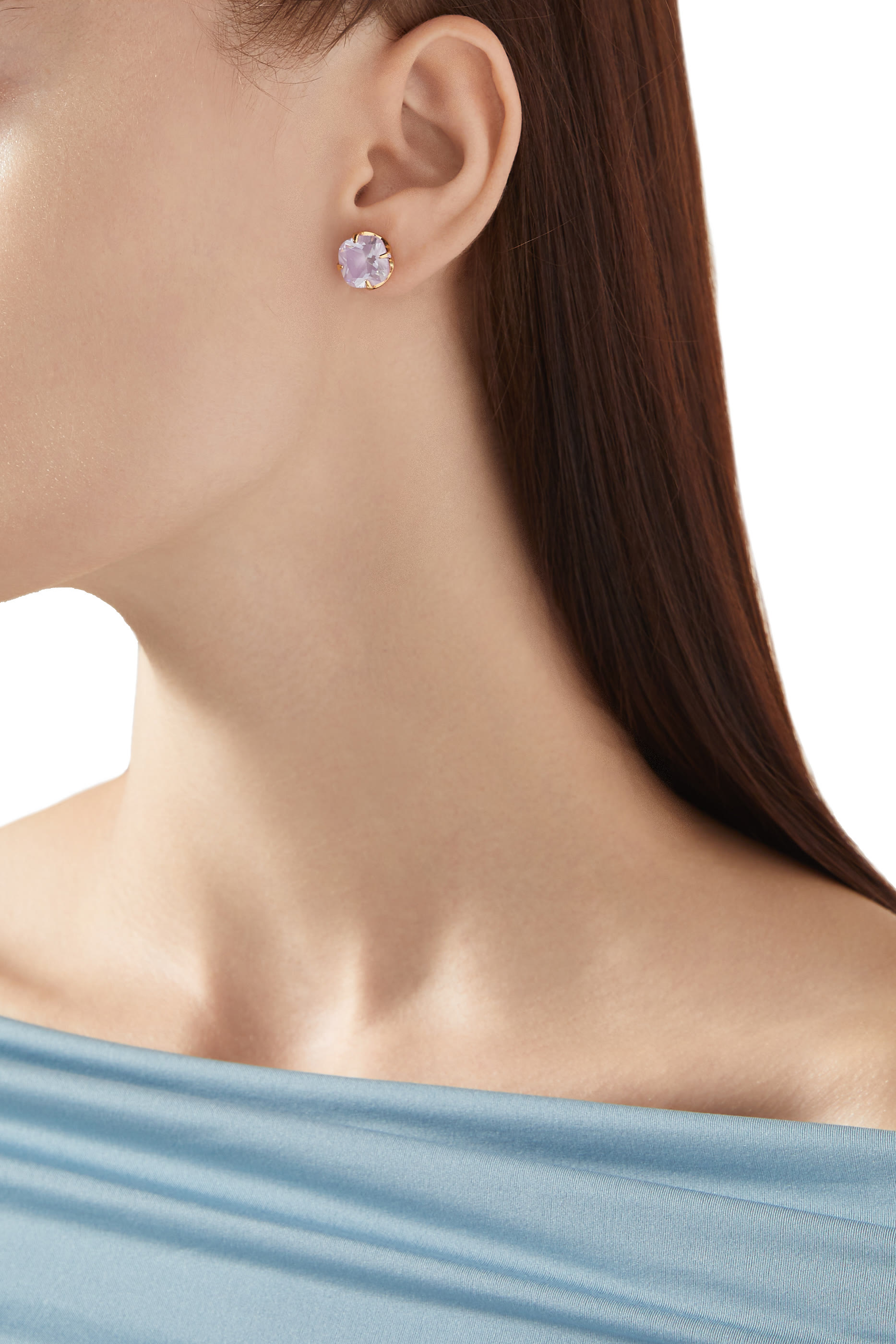 Pop of Joy 10mm Spade Flower Studs, Plated Metal & Cubic Zirconia, Enamel, Titanium Posts