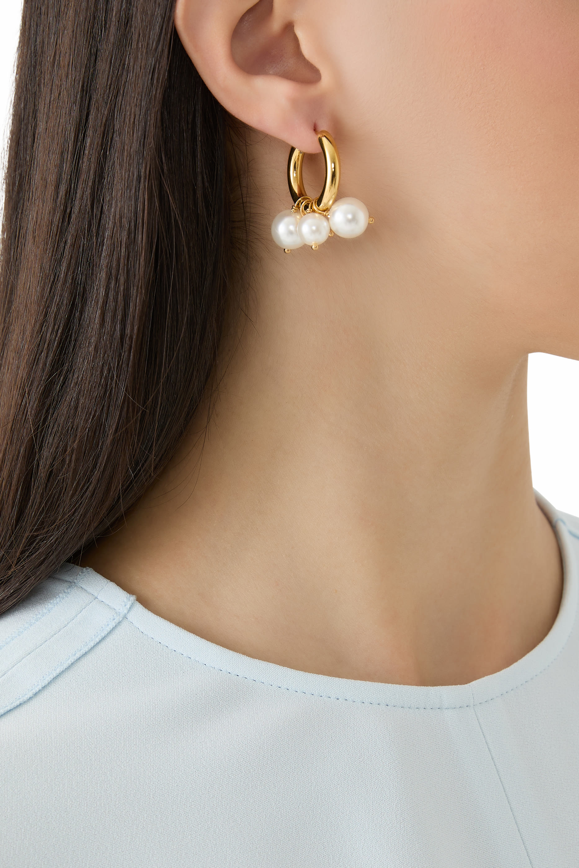 Pearl Earrings, 24K Gold Plated 