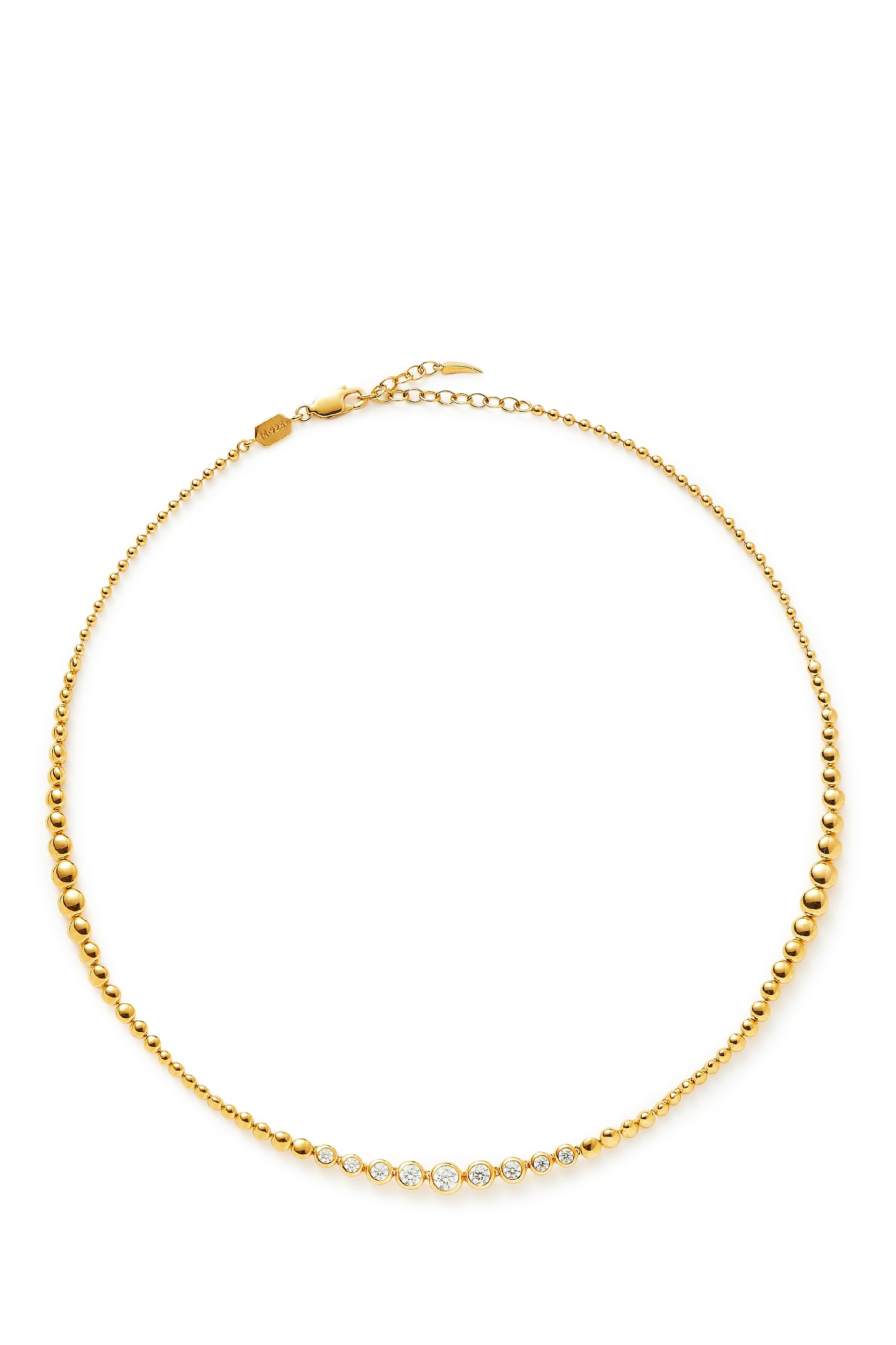 Articulated Reversible Beaded Stone Choker, 18k Gold-Plated Sterling Silver