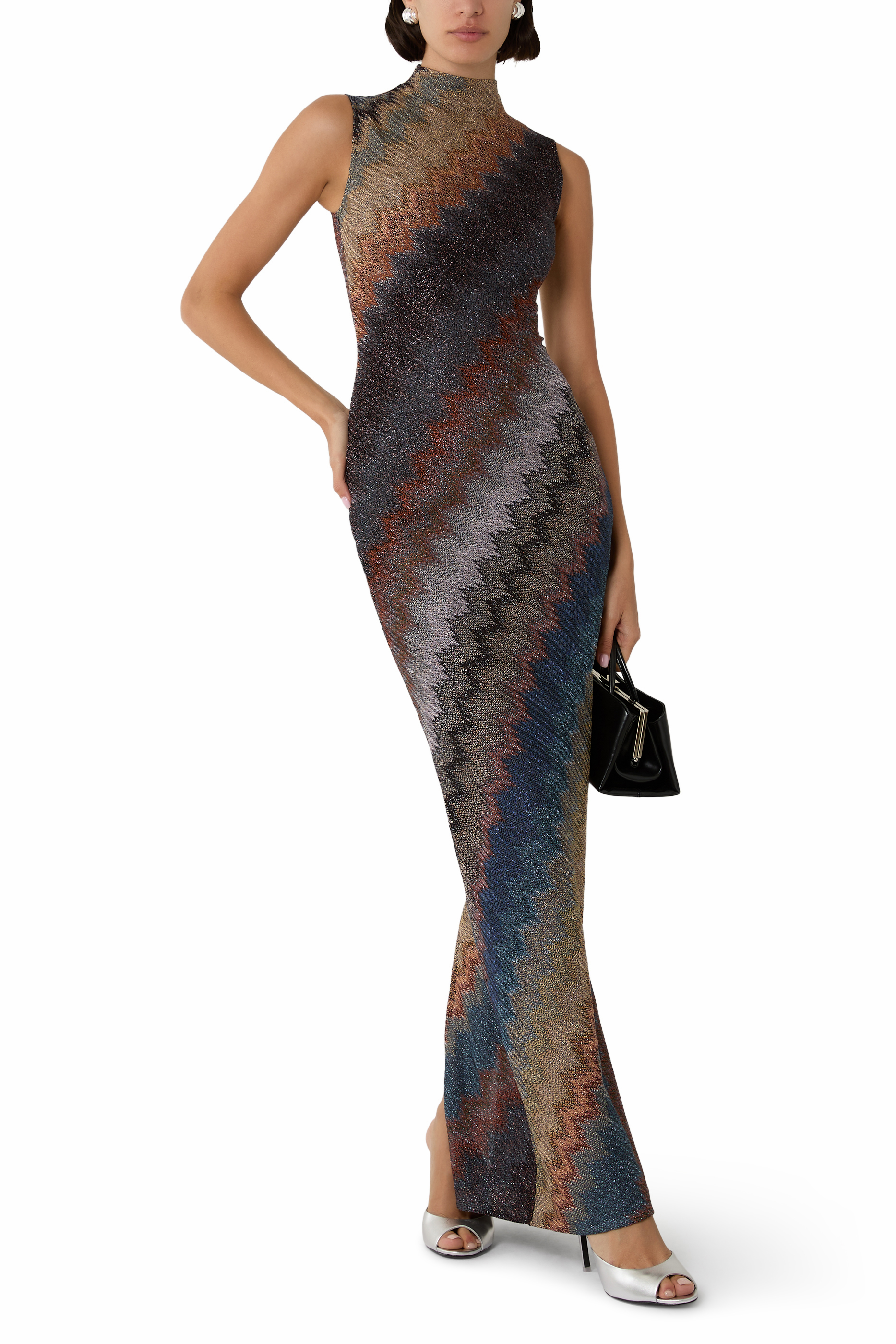 Snake Raschel Lam&eacute; Maxi Dress