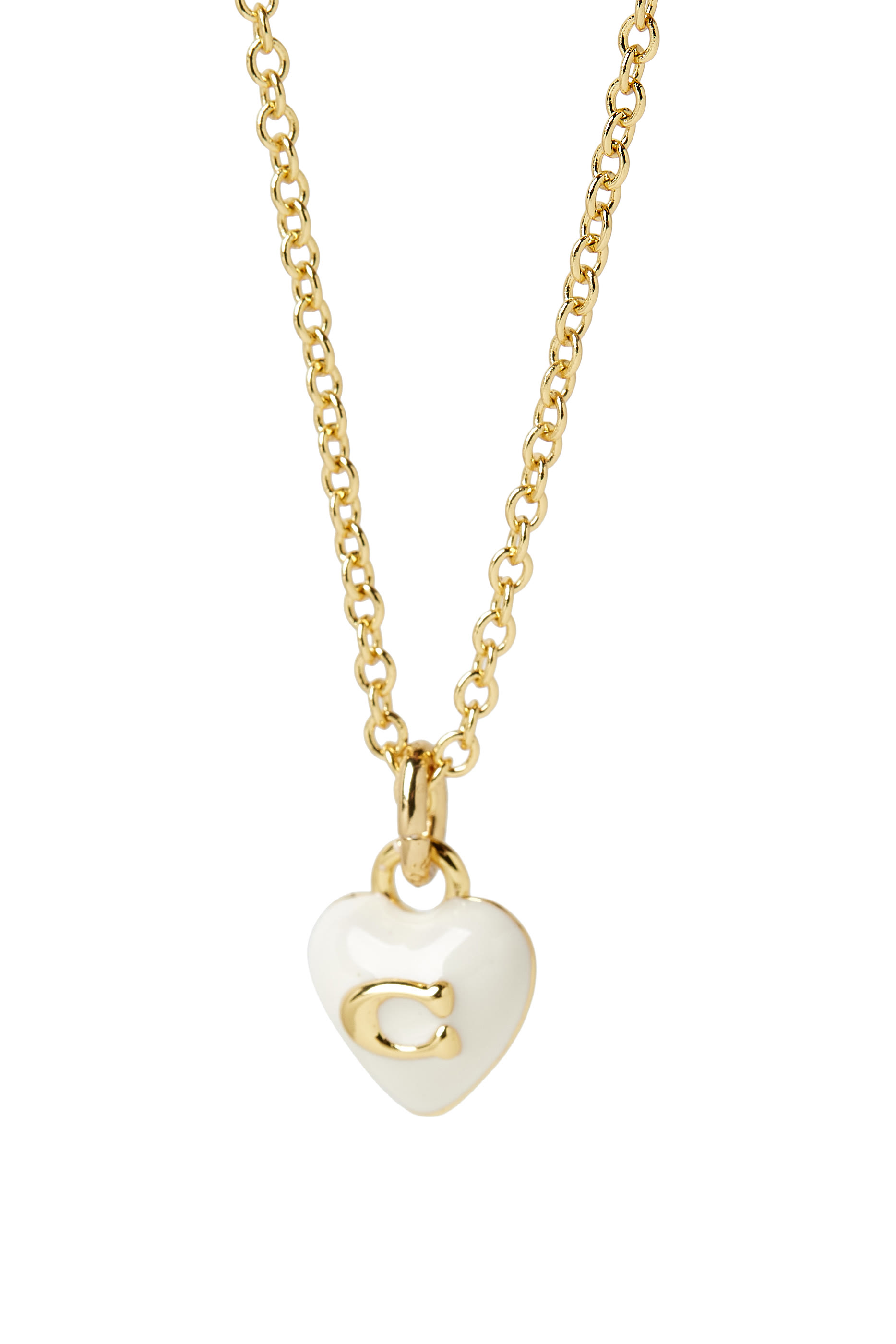 Enamel C Heart Short Pendant Necklace 
