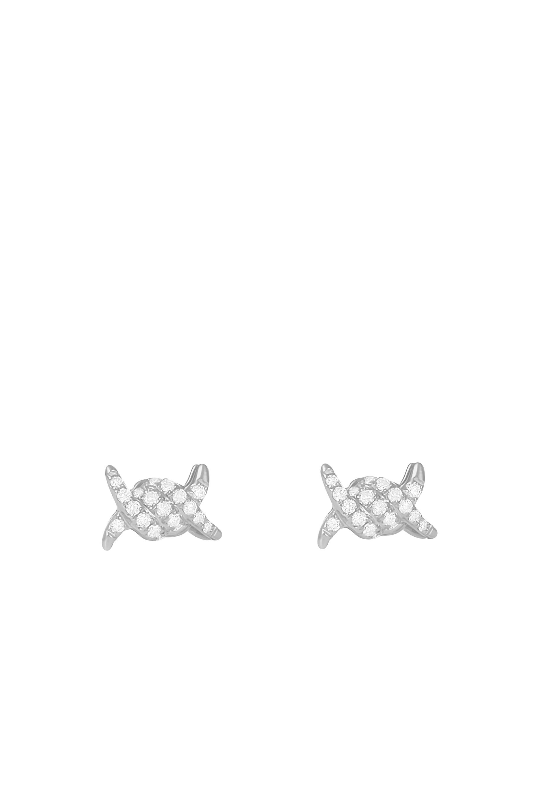  Barbel&eacute; Stud Earrings, 18K White Gold & Diamonds