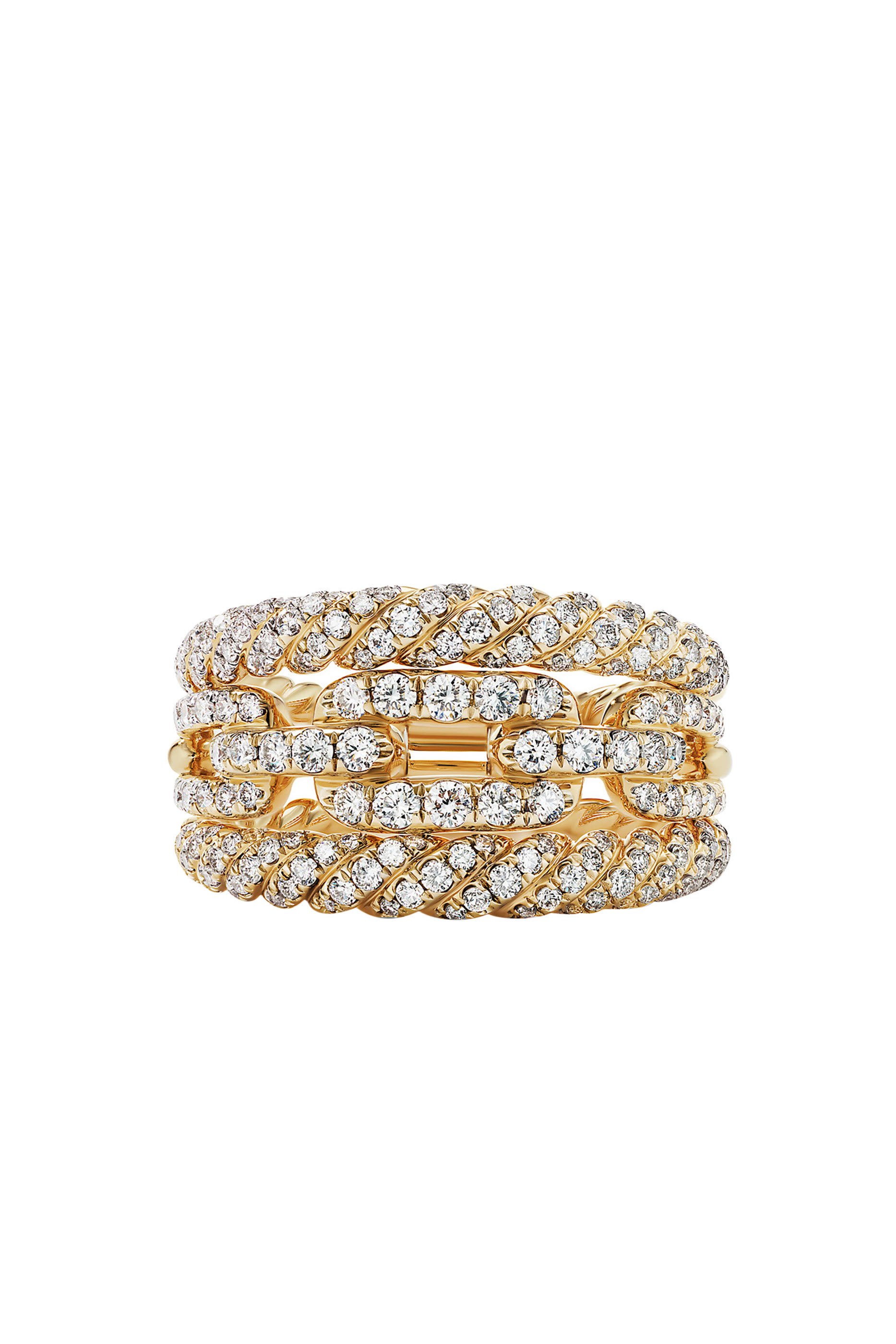 Stax Three Row Full Pav&eacute; Ring, 18k Yellow Gold & Diamonds&nbsp;