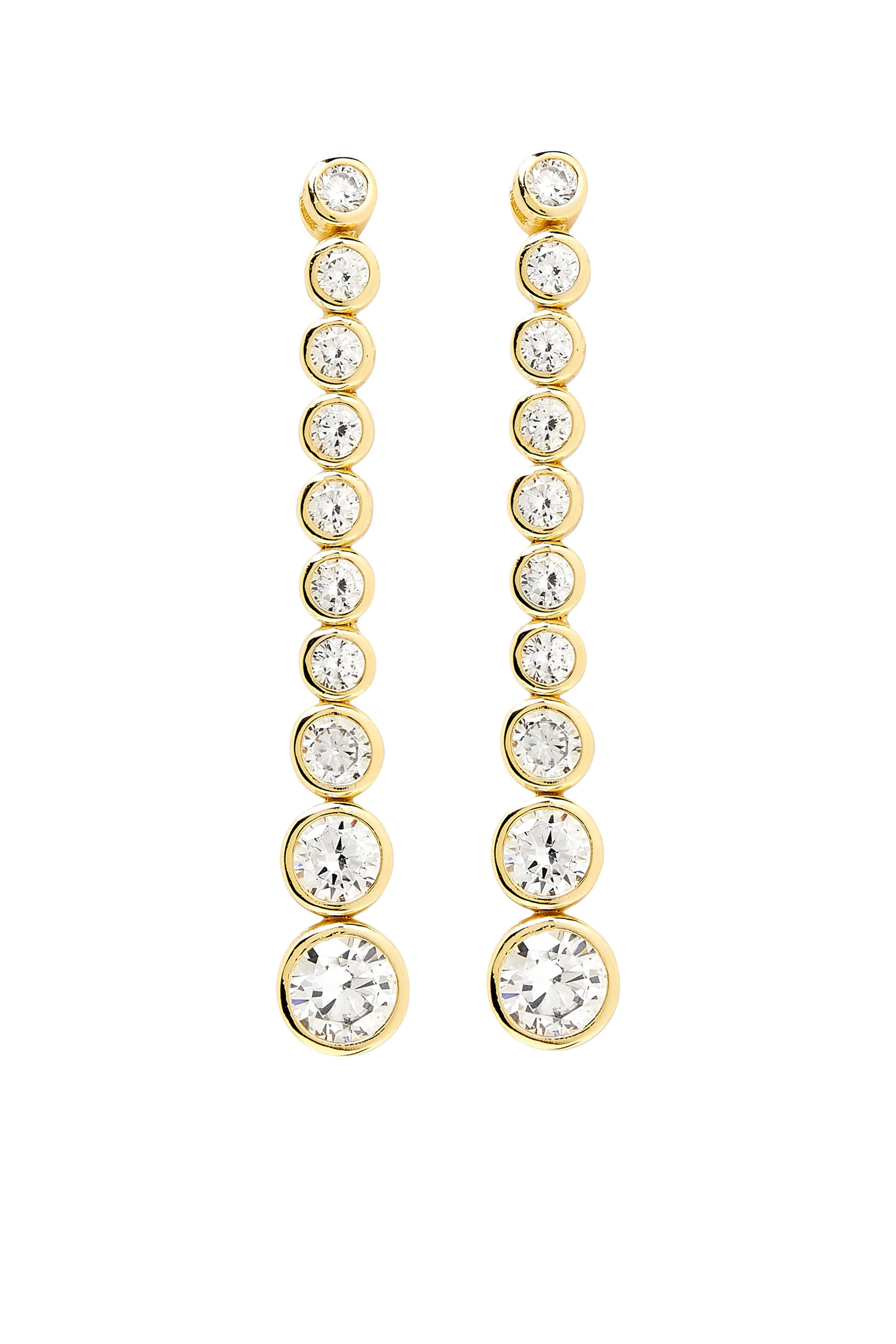 Bezel Diamond Drop Earrings, 14k Vermeil on Sterling Silver & AAAA+ grade Cubic Zirconia