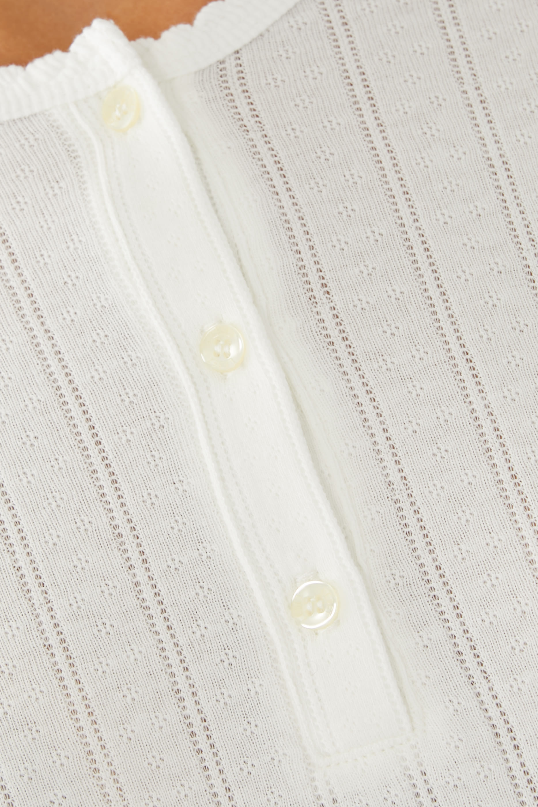 Pointelle Long Sleeve Henley