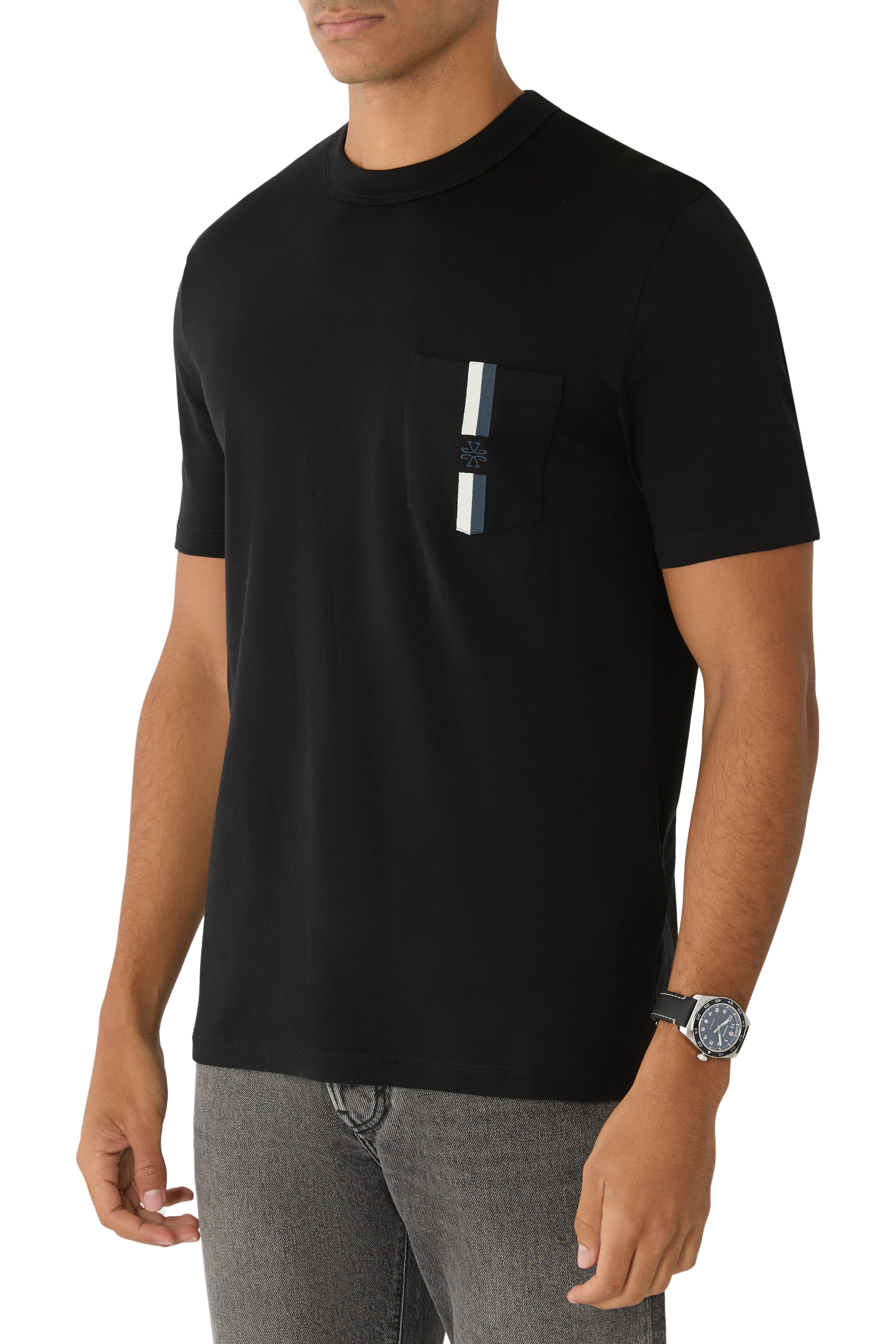 Chest Pocket Cotton Jersey Crewneck T-Shirt