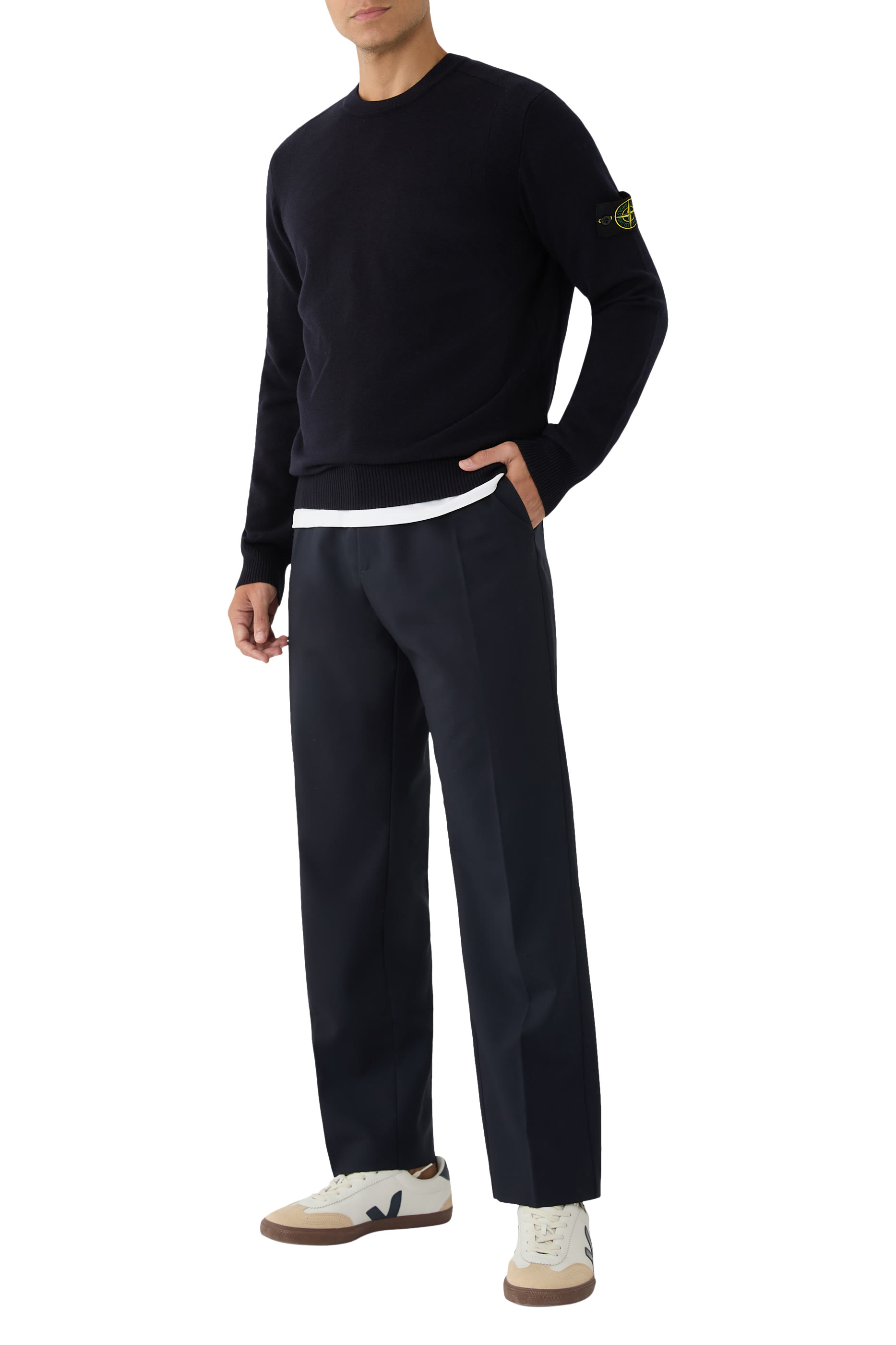 Crewneck Jumper With Reverse Stitch