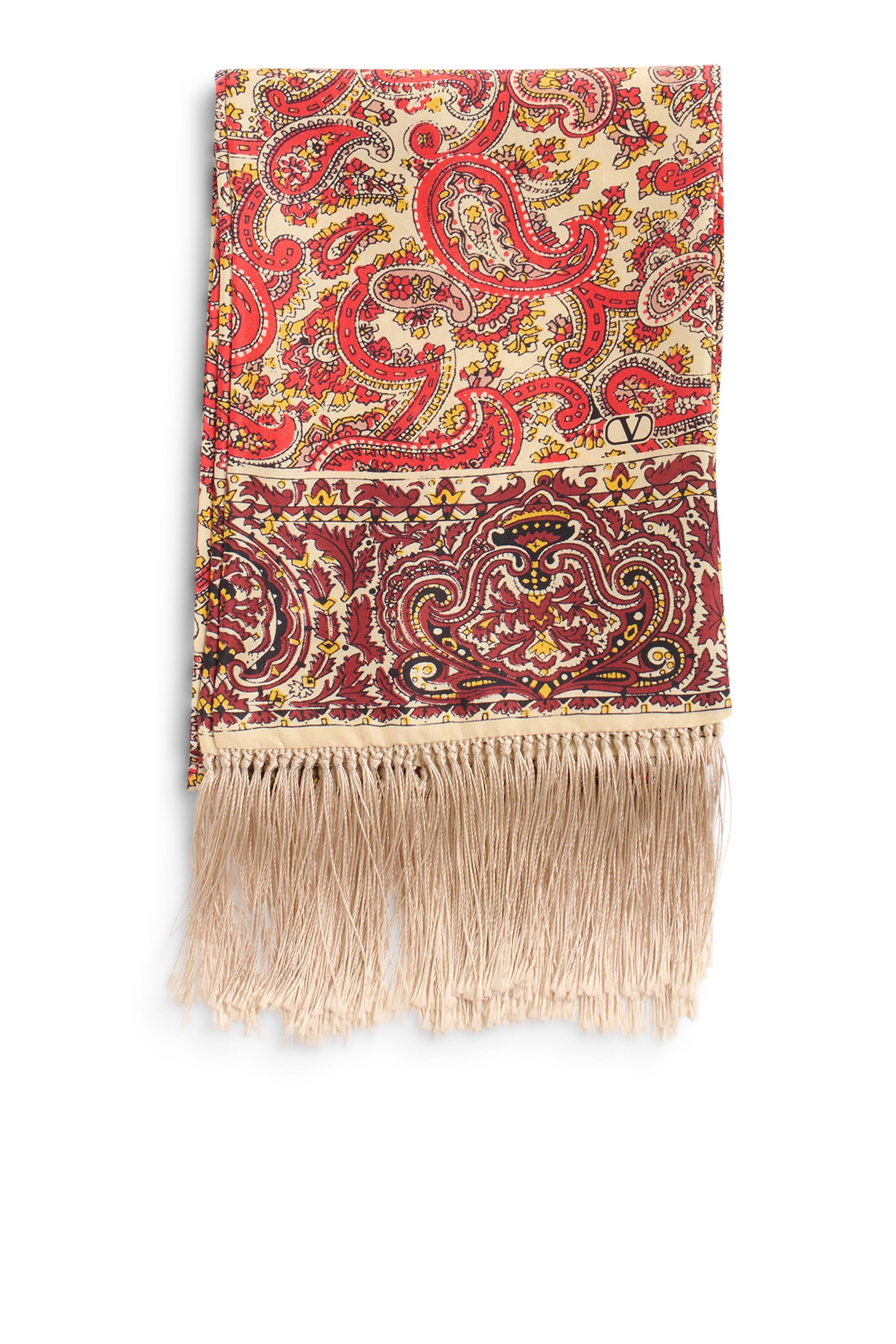 Voyage Imaginaire Silk Bandeau Scarf with Fringe