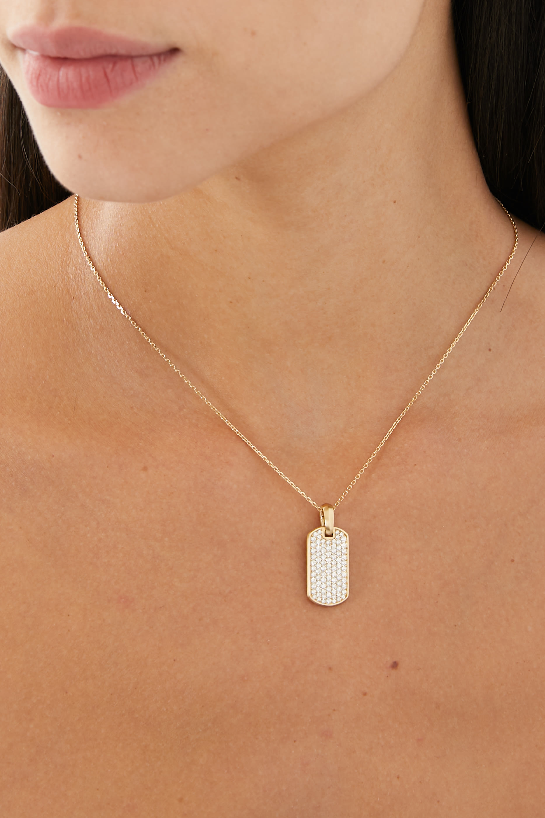 Pav&eacute; Tag in 18k Yellow Gold