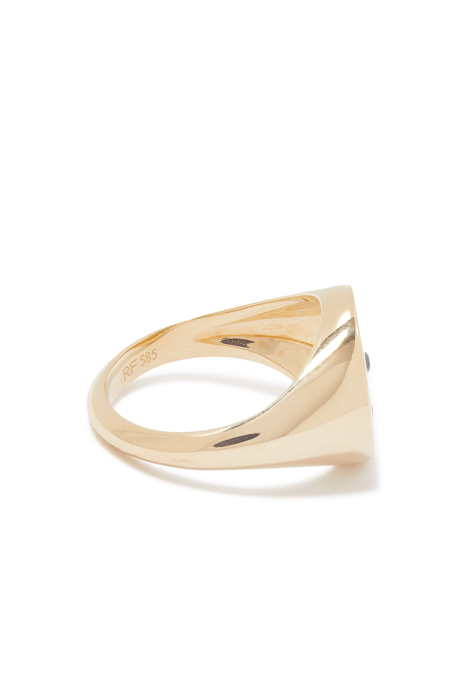 Smiley Black Diamond Signet Ring